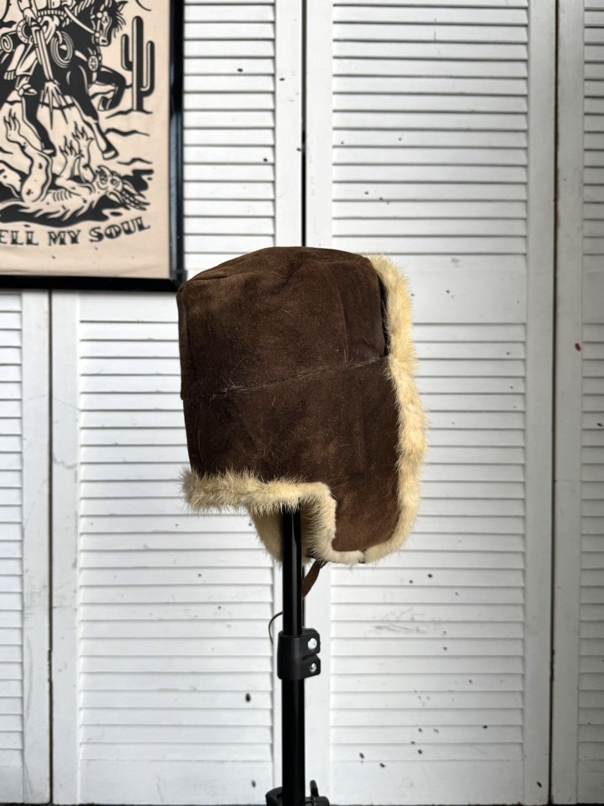 Vintage Vintage 1970s Suede & Fur Ushanka Trapper Hat Brown Size ONE SIZE - 9 Thumbnail