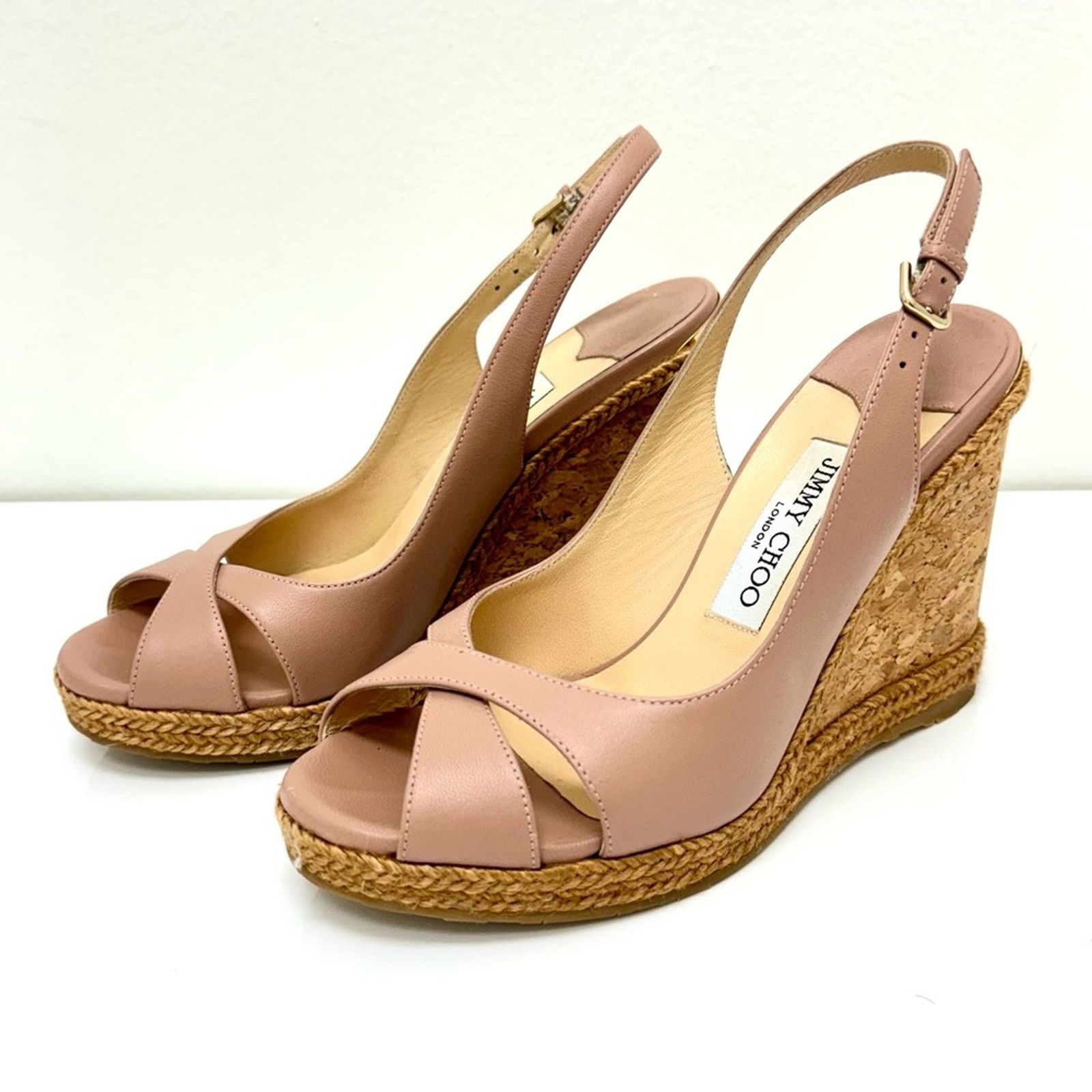 Jimmy Choo Jimmy Choo pink leather Amely wedge heeled pumps, Size 38,5 Size US 8 / IT 38 - 6 Thumbnail