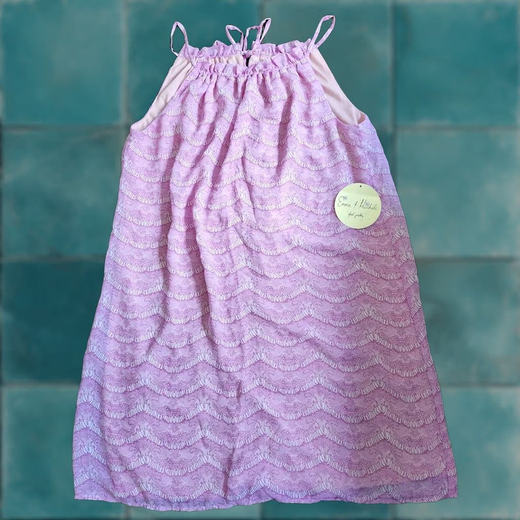 Vintage Emma & Michele Dress Women's Lilac Geometric Ruffle Neck Shift Preppy Sz 12 NWT Size XL / US 12-14 / IT 48-50 - 1 Thumbnail
