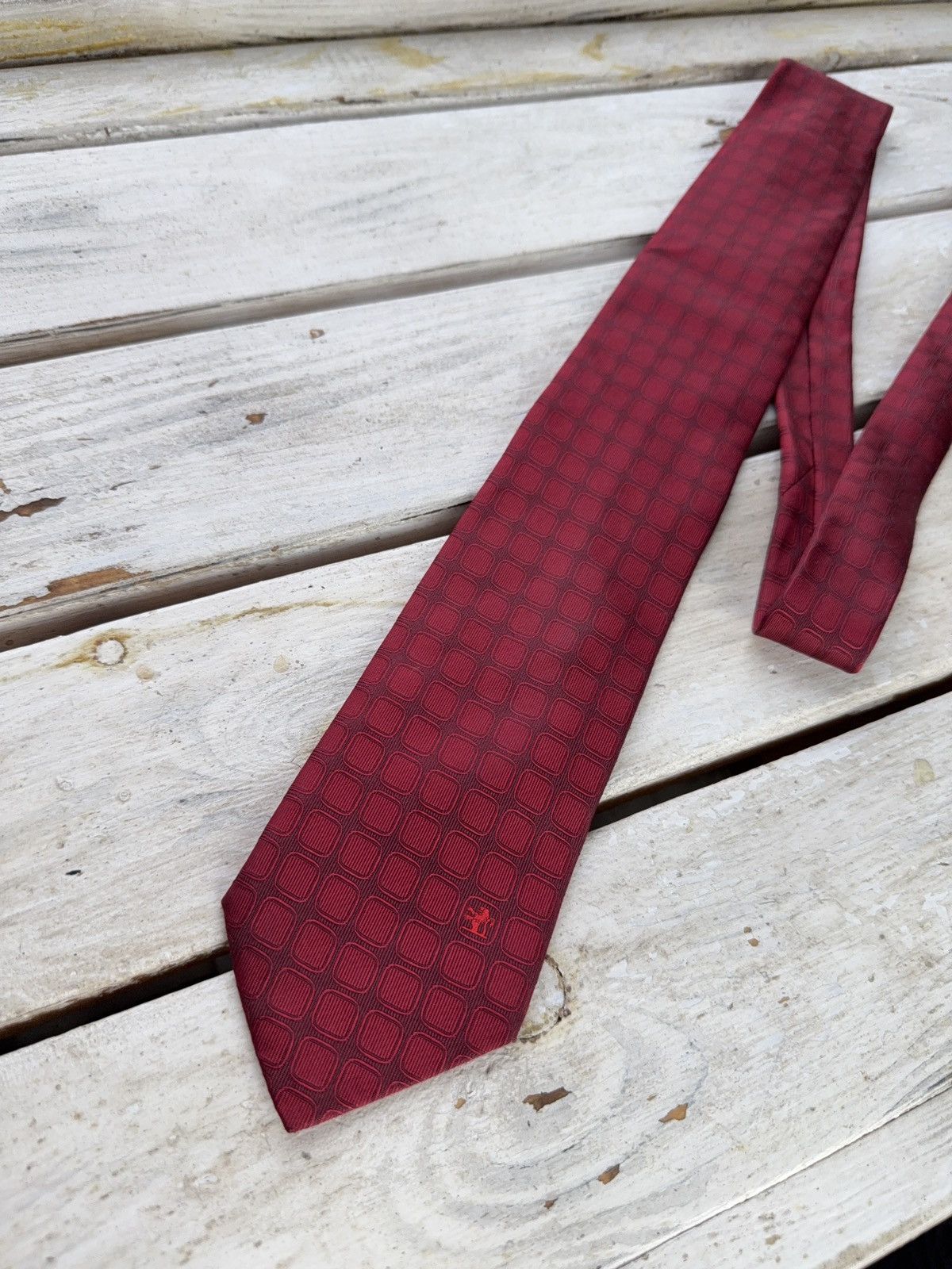 Designer × Lanvin Lanvin Paris Red Silk Tie Geometric Pattern France Size ONE SIZE - 2 Thumbnail