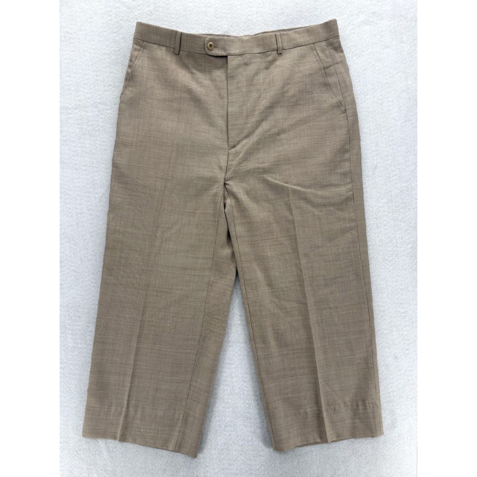 Zanella VINTAGE Zanella Dress Pants Mens 36 Short Brown Micro Check Flat Front Trousers Slacks Size US 36 / EU 52 - 2 Thumbnail