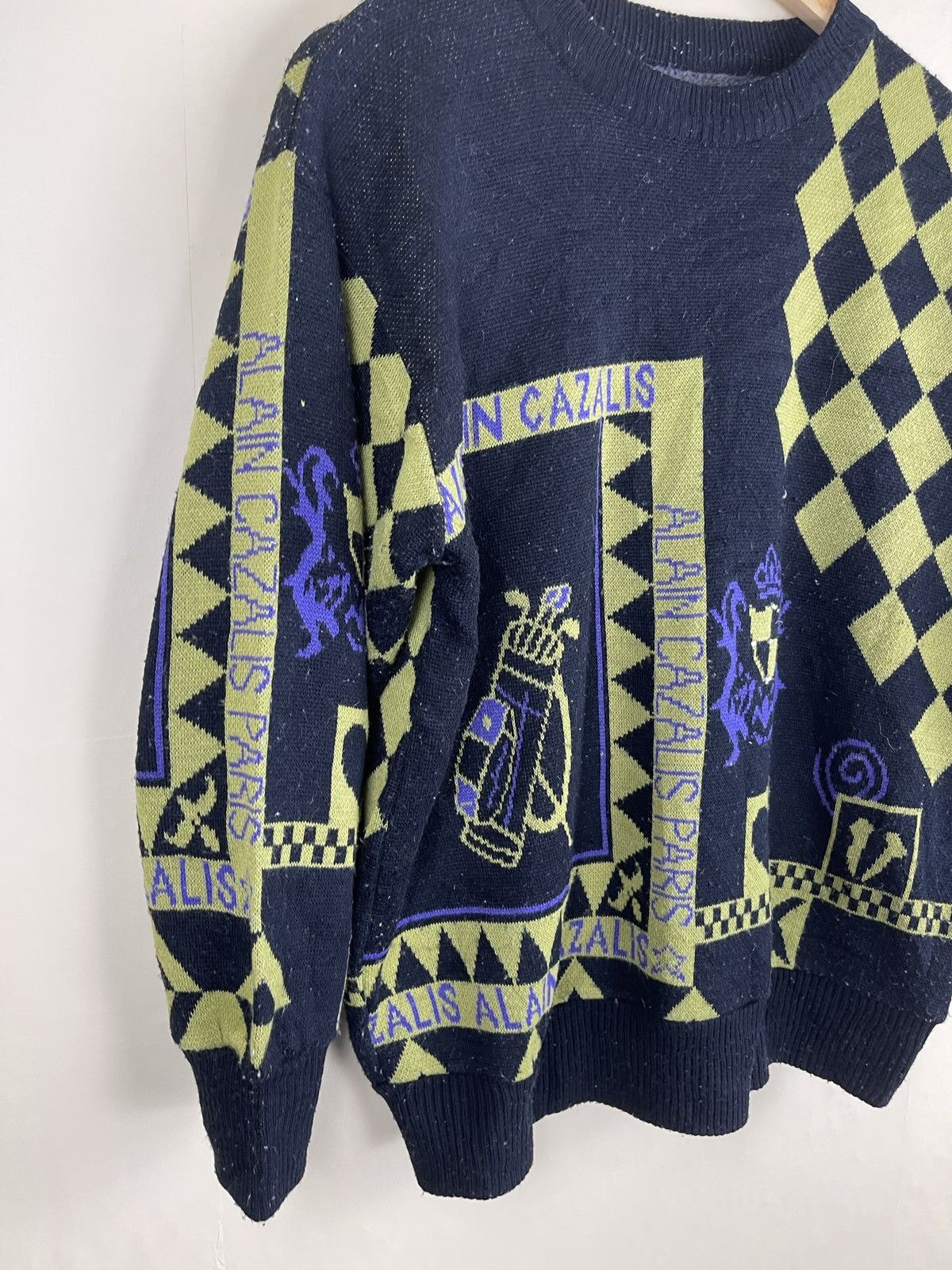 Designer × Vintage VINTAGE ALAIN CAZALIS PARIS FULL PRINTED KNIT SWEATSHIRT Size US M / EU 48-50 / 2 - 4 Thumbnail