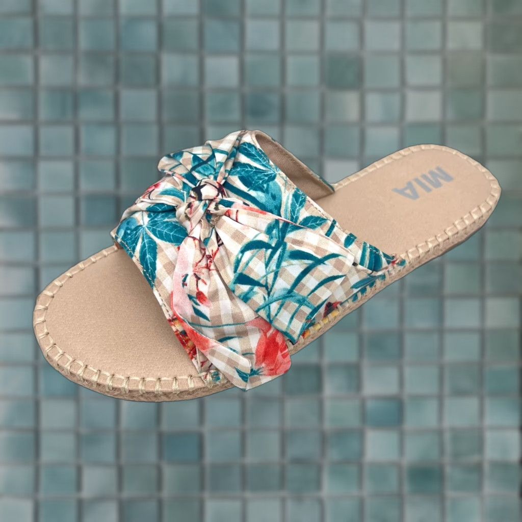 Vintage MIA Women's Brenda Slide Sandals Open Toe Casual Blue Check 8.5 M Size US 6 / IT 36 - 1 Thumbnail