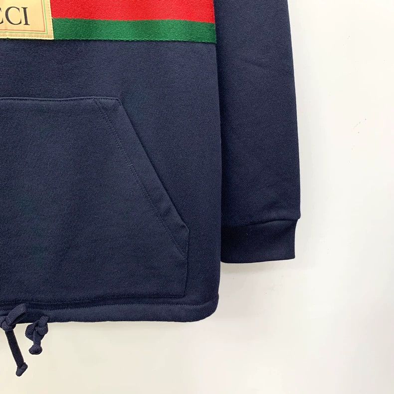 Gucci Gucci Dark blue striped woven cotton hooded half-zipper lo Size US S / EU 44-46 / 1 - 4 Thumbnail