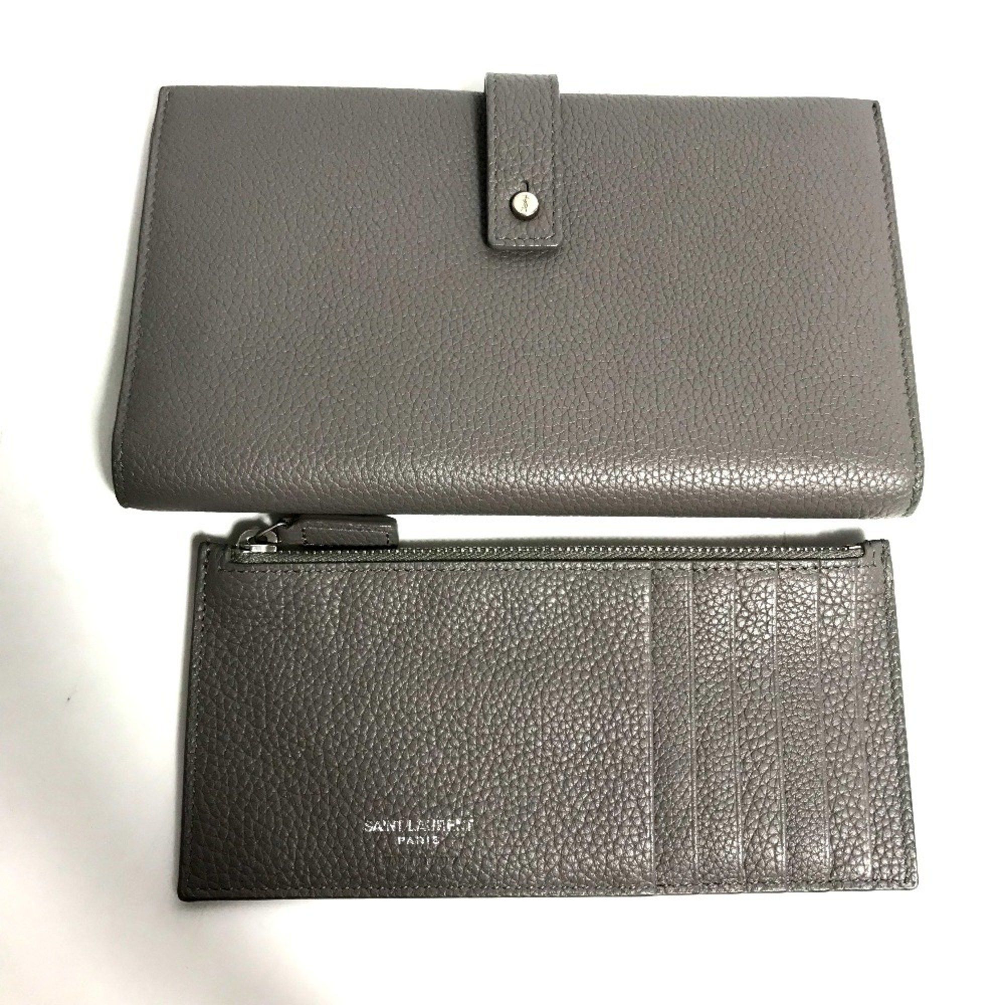 Yves Saint Laurent YVES SAINT LAURENT 504981 Sac de Jour Long Wallet with Coin Case, Leather, Gray, Women's Size ONE SIZE - 1 Thumbnail
