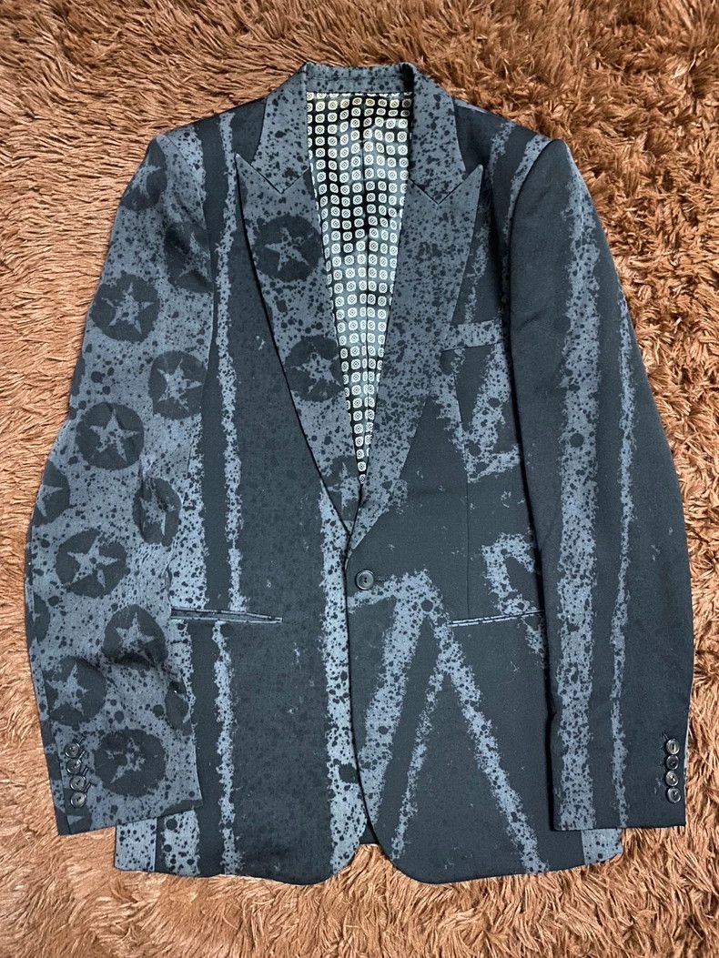 Number (N)ine Number (N)ine Size 2 Show black beige flag suit jacket 2503 Size 44R - 1 Thumbnail