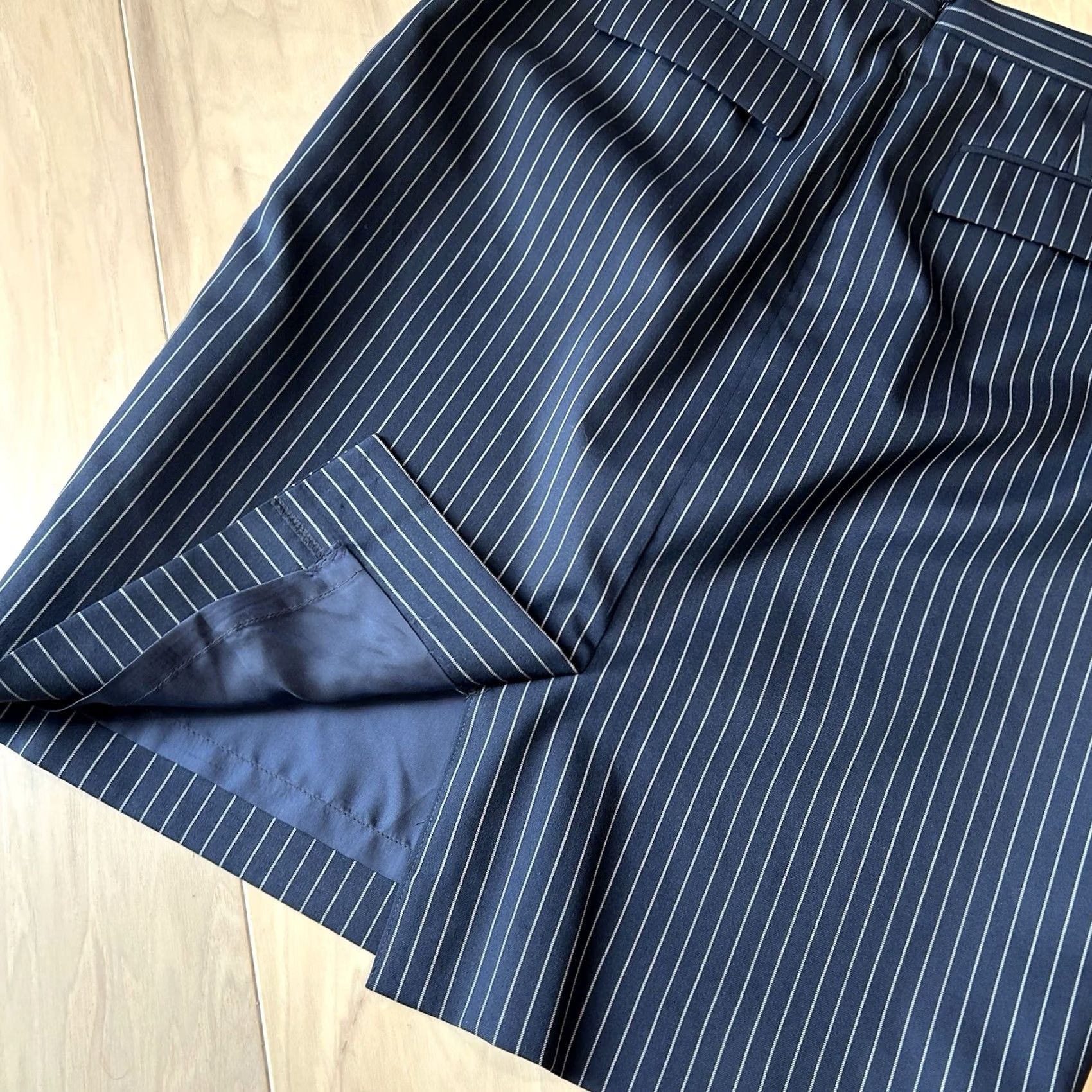 Brooks Brothers Brooks Brothers Loro Piana Pencil Pinstripe Skirt Blue Wool Blend Women’s 6P Size 28" / US 6 / IT 42 - 3 Thumbnail