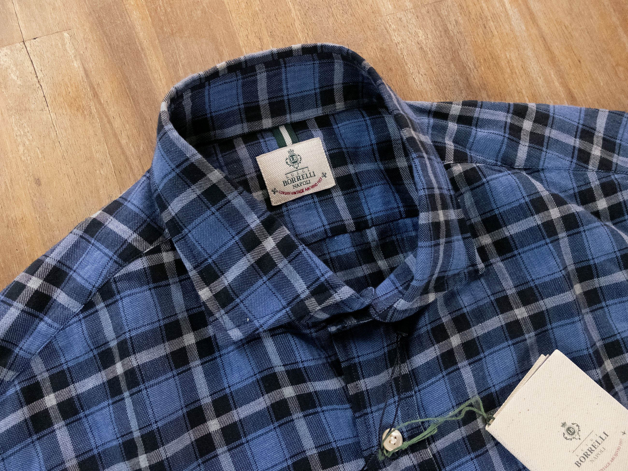 Luigi Borrelli BORRELLI Napoli blue cotton plaid dress shirt Size 42 / 16.5 Size US XL / EU 56 / 4 - 2 Thumbnail