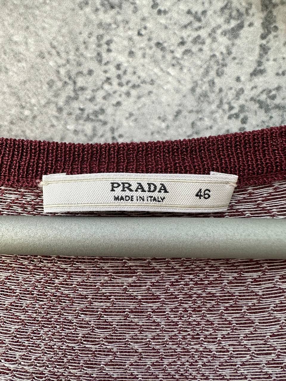 Prada Prada Knit Sheer Maxi Dress Burgundy Zigzag Pattern Italy Size L / US 10 / IT 46 - 18 Thumbnail