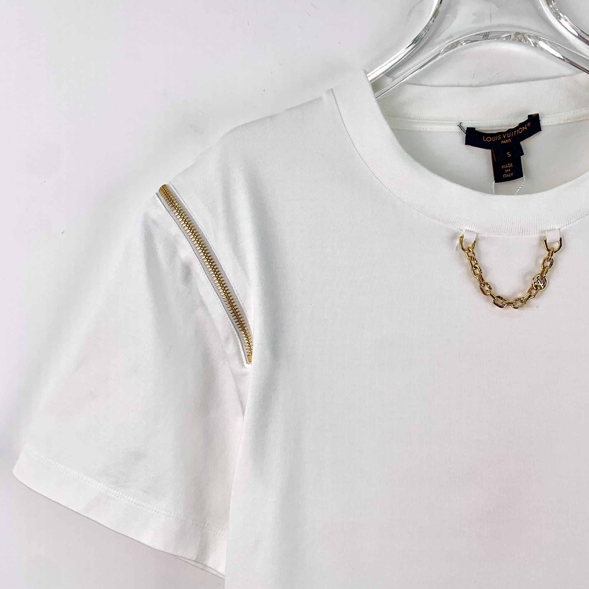 Louis Vuitton Louis Vuitton White Chain Cotton Round-Neck Short-Sleeved Dr Size S / US 4 / IT 40 - 6 Thumbnail