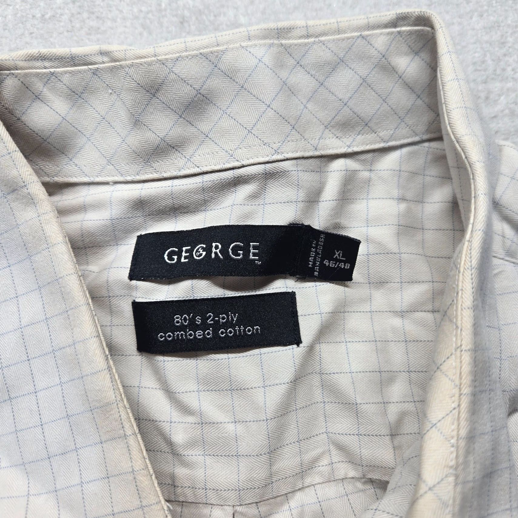 George GEORGE Shirt Button-Up Checkered White Long Sleeve Adult XL Men’s Size US XL / EU 56 / 4 - 3 Thumbnail