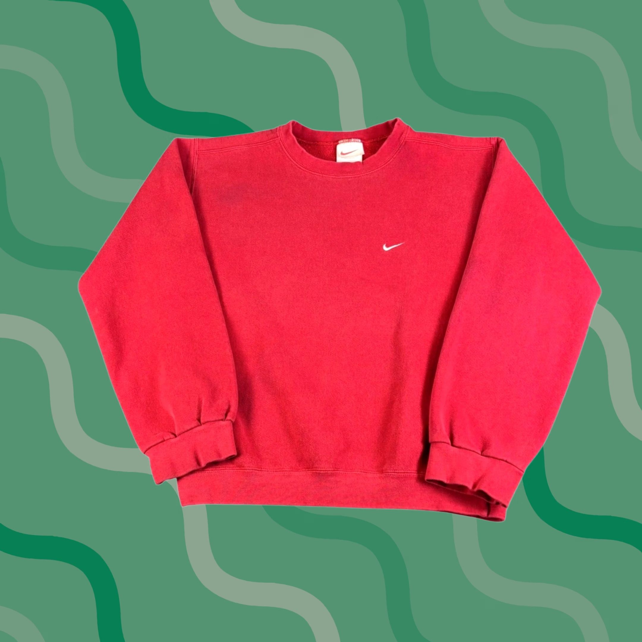 Nike VINTAGE Nike Sweatshirt Crewneck Red S Mens Small 90s Nike Sportswear Logo Embroidered Cotton Blend Pullover Size US S / EU 44-46 / 1 - 1 Thumbnail