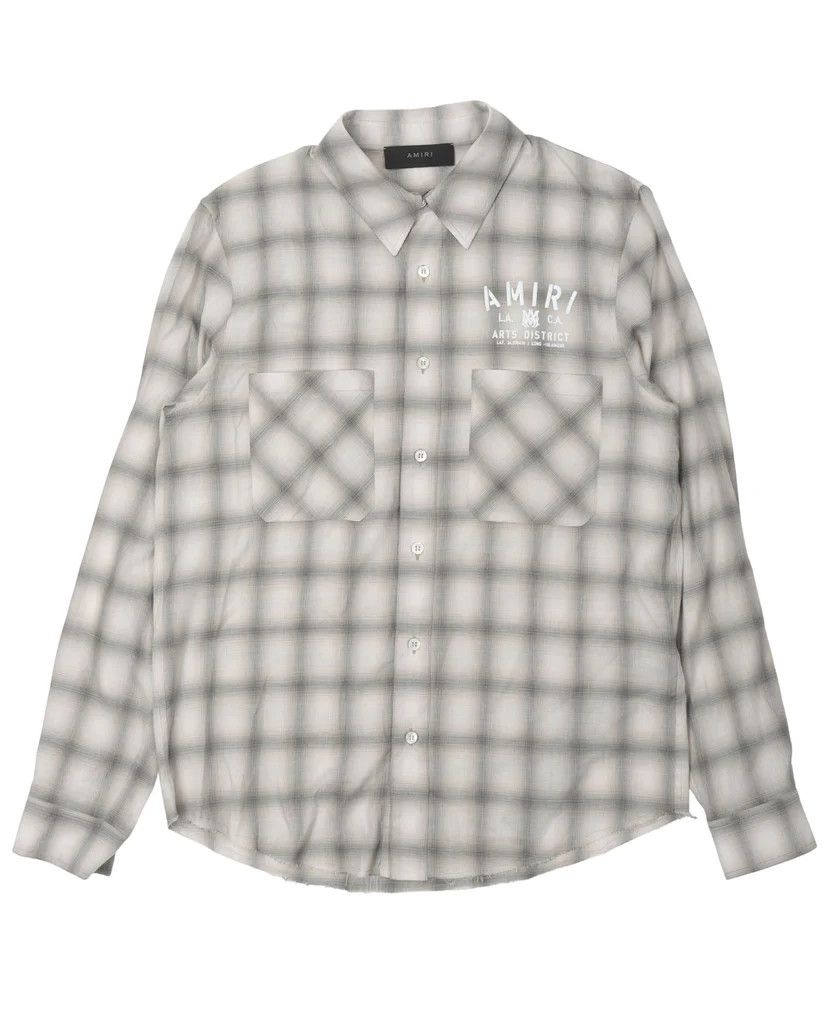 Amiri o1y0525 Logo Checked Shirt in Light Gray/White Size US L / EU 52-54 / 3 - 1 Thumbnail