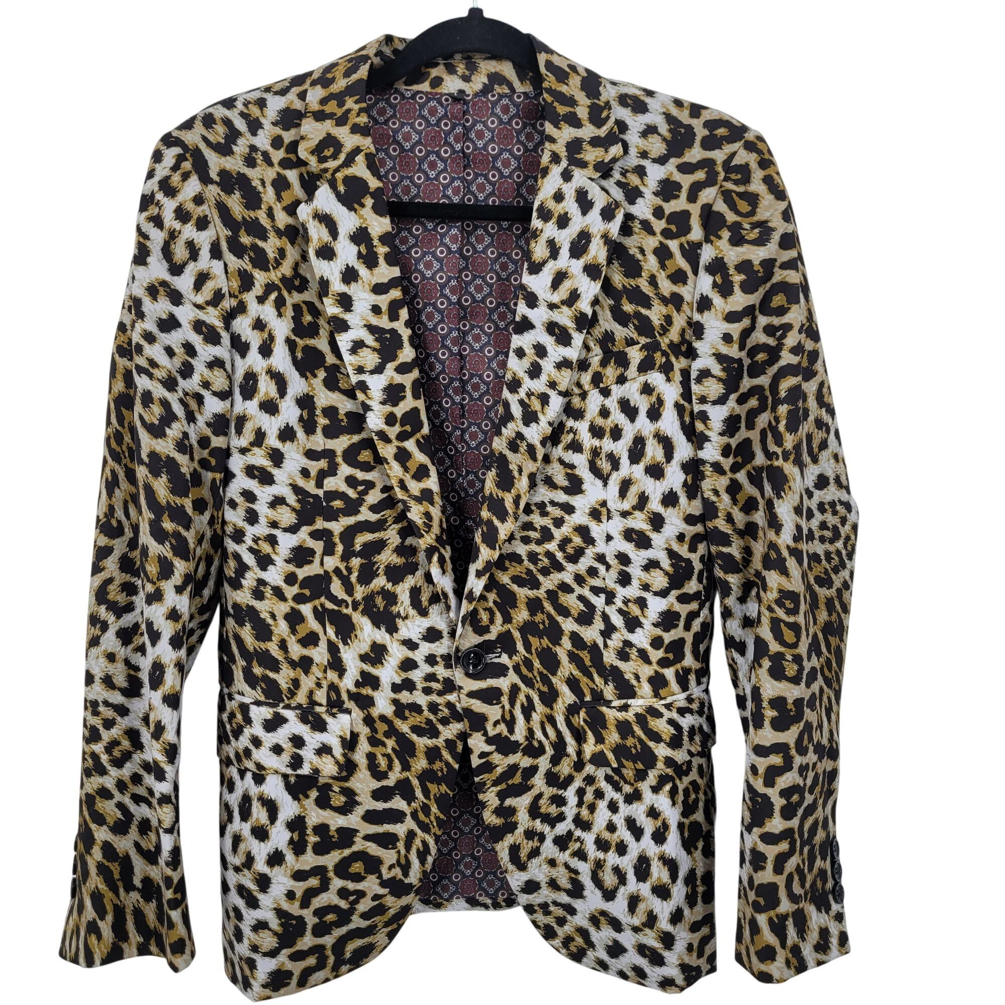 Other Leopard Print Mens Satin Blazer Jacket L/46 Single-Breasted Size 46R - 14 Thumbnail