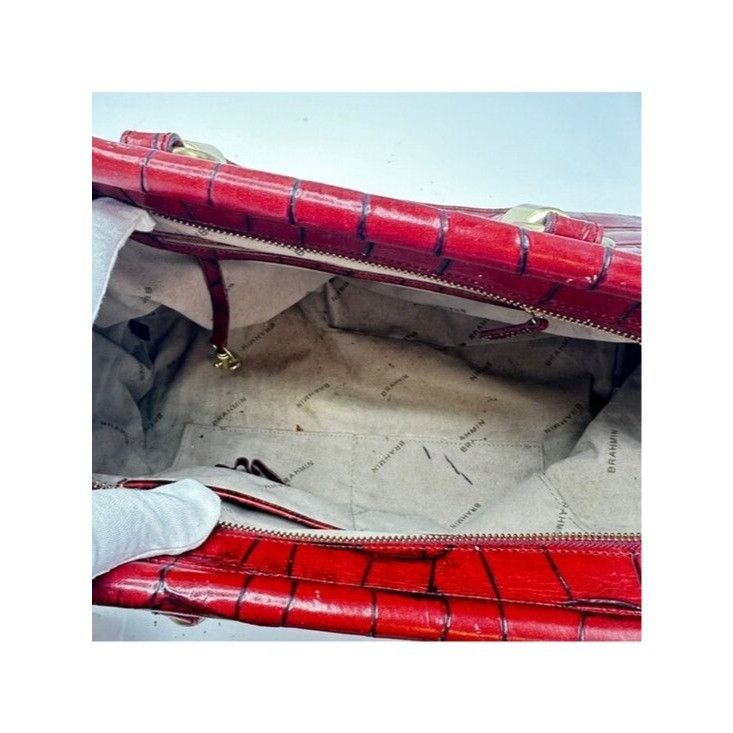 BRAHMIN Brahmin Elegant Crocodile-Embossed Red Leather Satchel Handb Size ONE SIZE - 12 Thumbnail