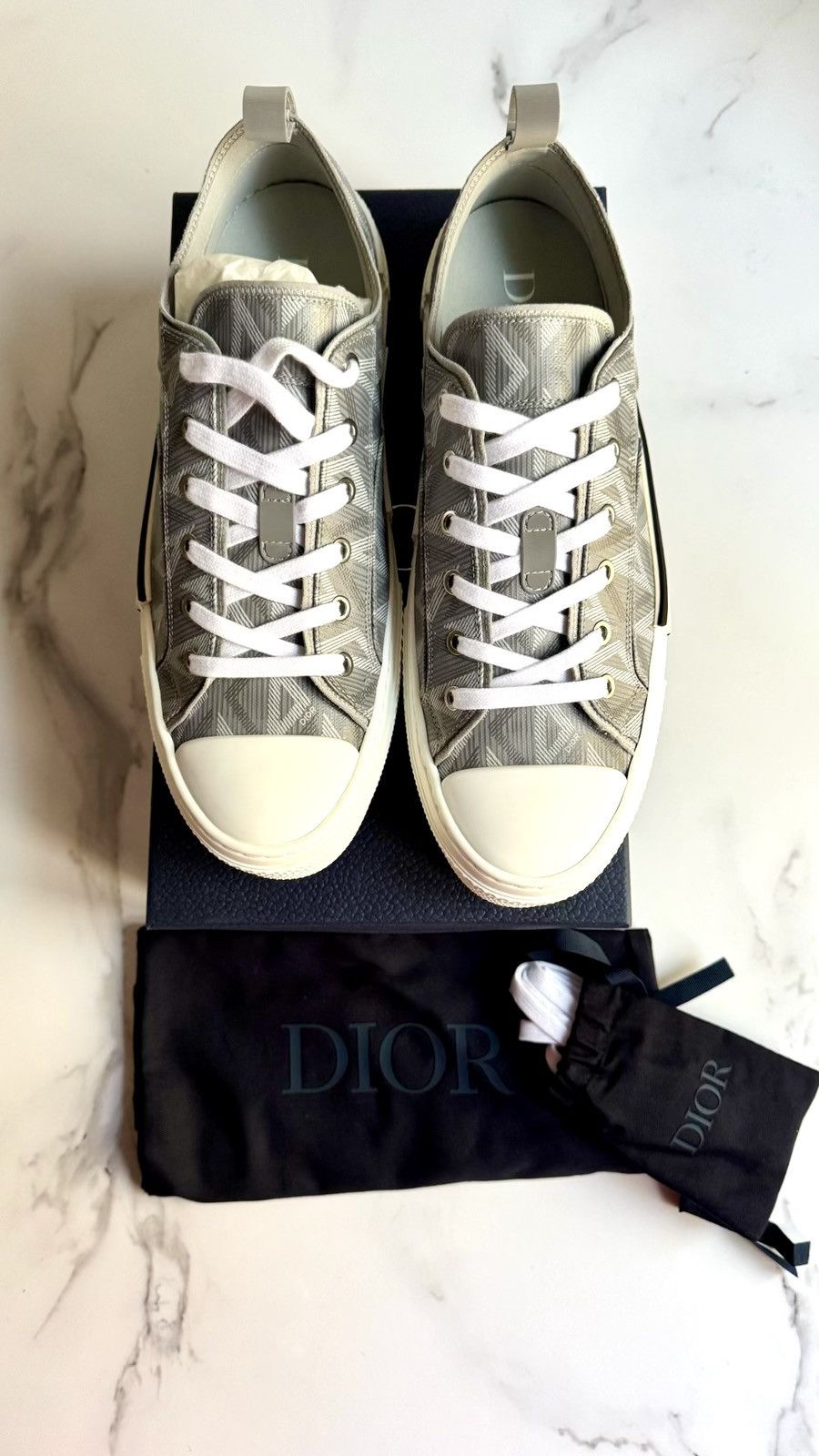 Dior Dior B23 CD Diamond Low-Top Gray Sneakers Size US 11 / EU 44 - 2 Thumbnail
