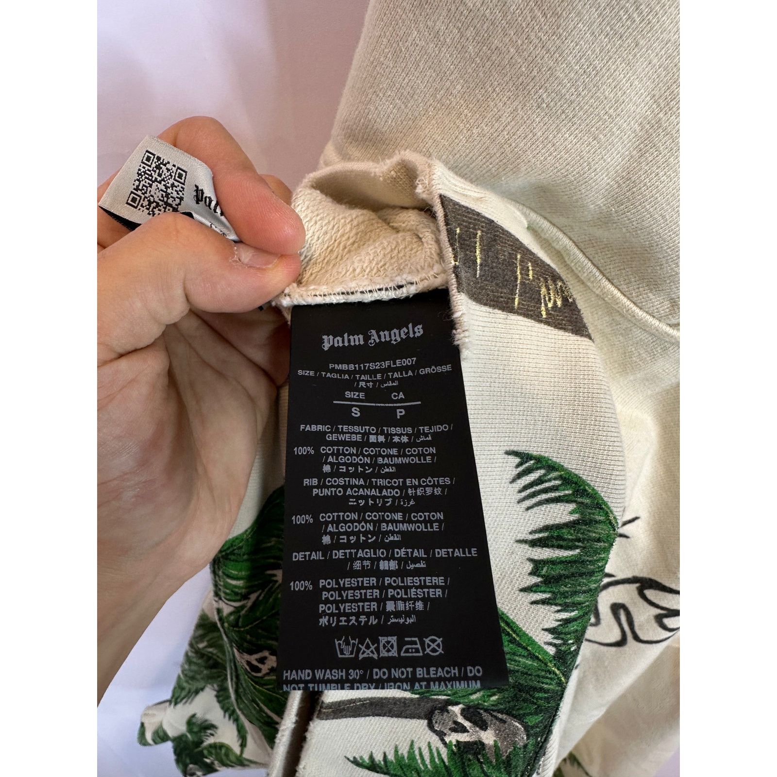 Palm Angels Palm Angels Palm Tree Distressed Hoodie Cream Used Small Size US S / EU 44-46 / 1 - 6 Thumbnail