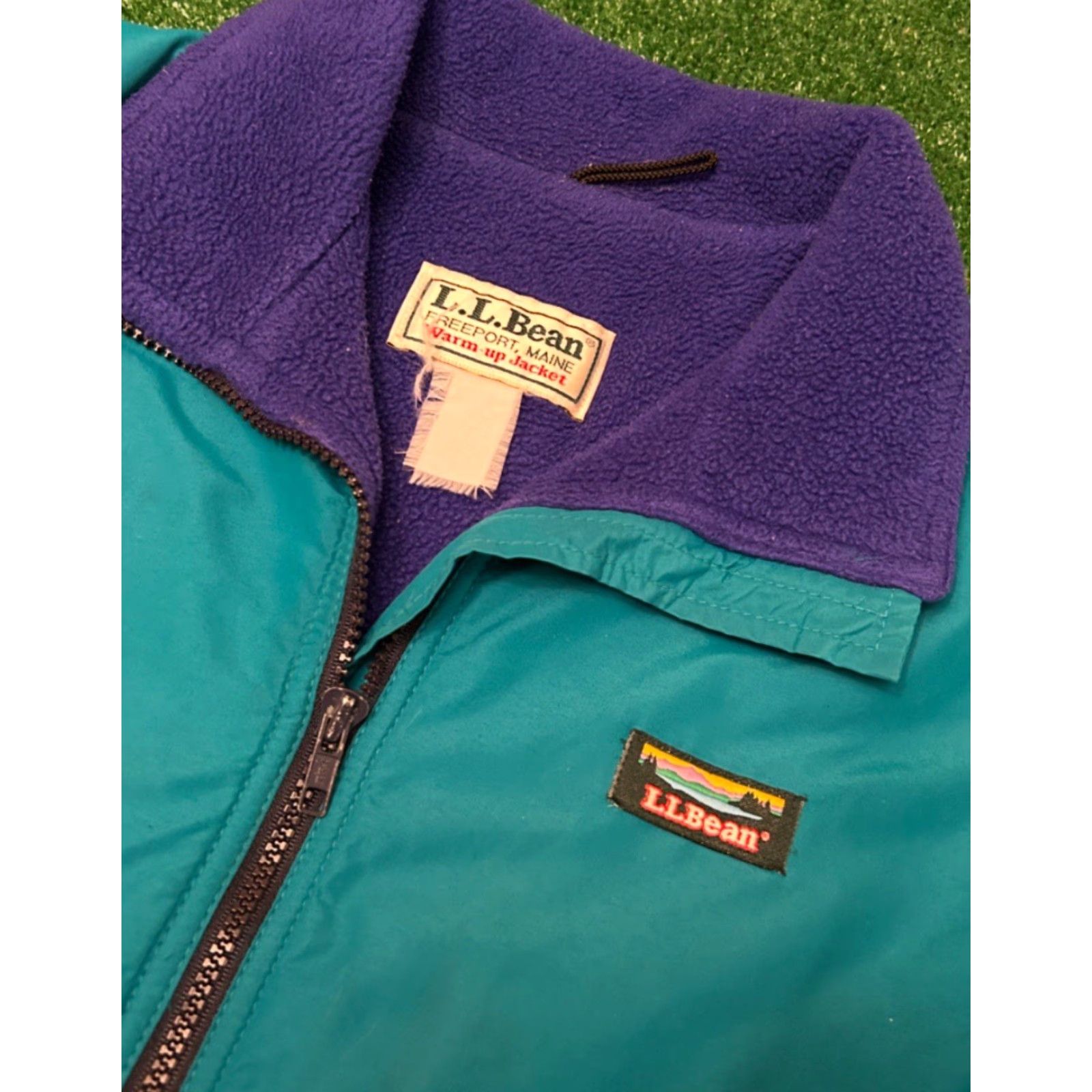 Vintage VINTAGE LL Bean Warm-up Jacket Mens S Teal Blue Fleece Lined Zip Full Zip Pockets Windproof 90s USA Outdoors Retro Size US S / EU 44-46 / 1 - 2 Thumbnail