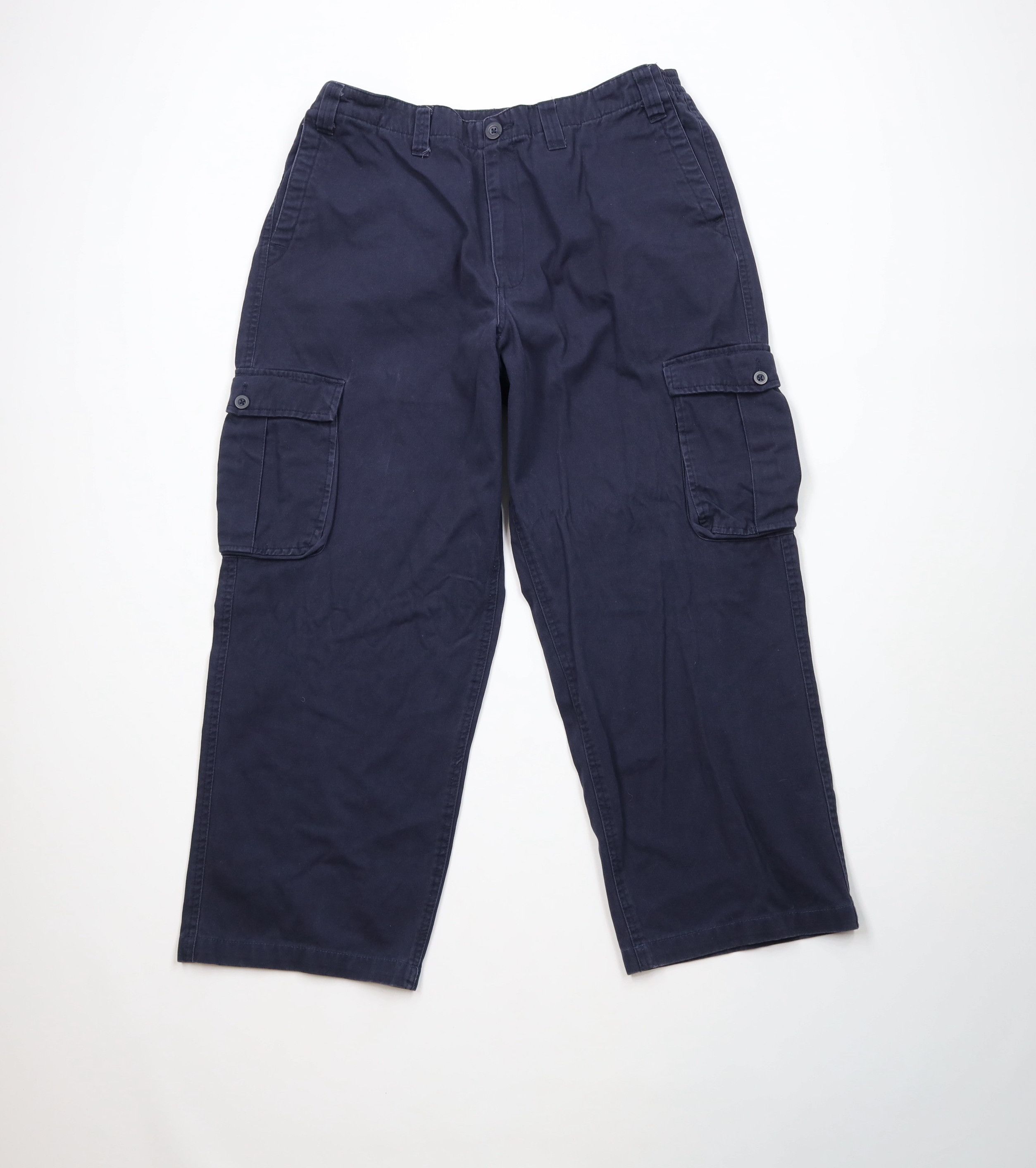 Vintage 90s Y2K Streetwear Wide Leg Cargo Pants Navy Cotton