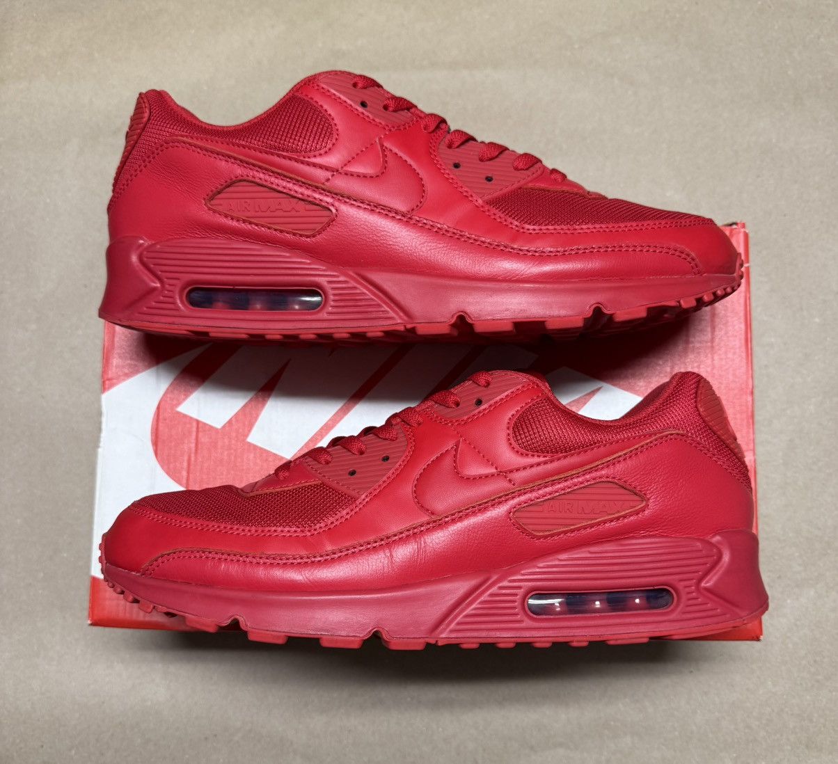 Nike Nike Air Max 90 Triple Red Mens size 15 running shoes Rare! Size US 15 / EU 48 - 1 Thumbnail