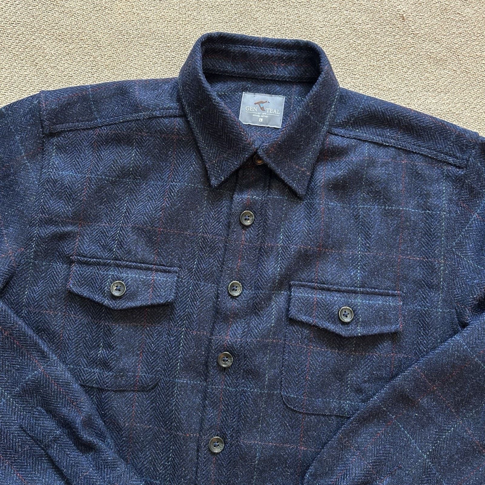 Other Genteal Full Wool Plaid Herringbone Board Button Up Shirt Size US L / EU 52-54 / 3 - 2 Thumbnail