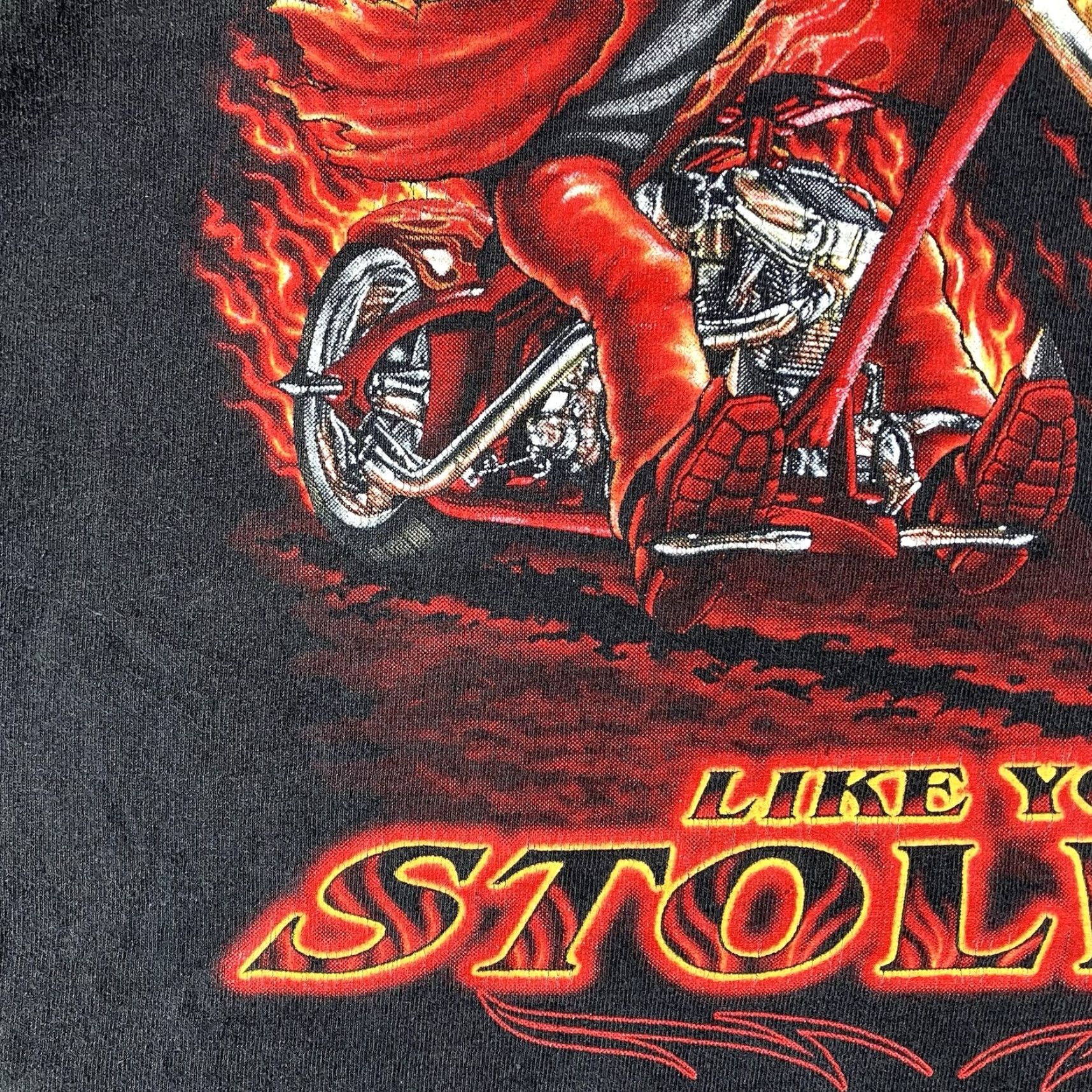 Delta VINTAGE Delta T-Shirt Skull Rider Graphic Black XL Unisex Crew Neck 100% Cotton Biker Retro Motorcycle 2000s Mens Womens Size US XL / EU 56 / 4 - 7 Thumbnail