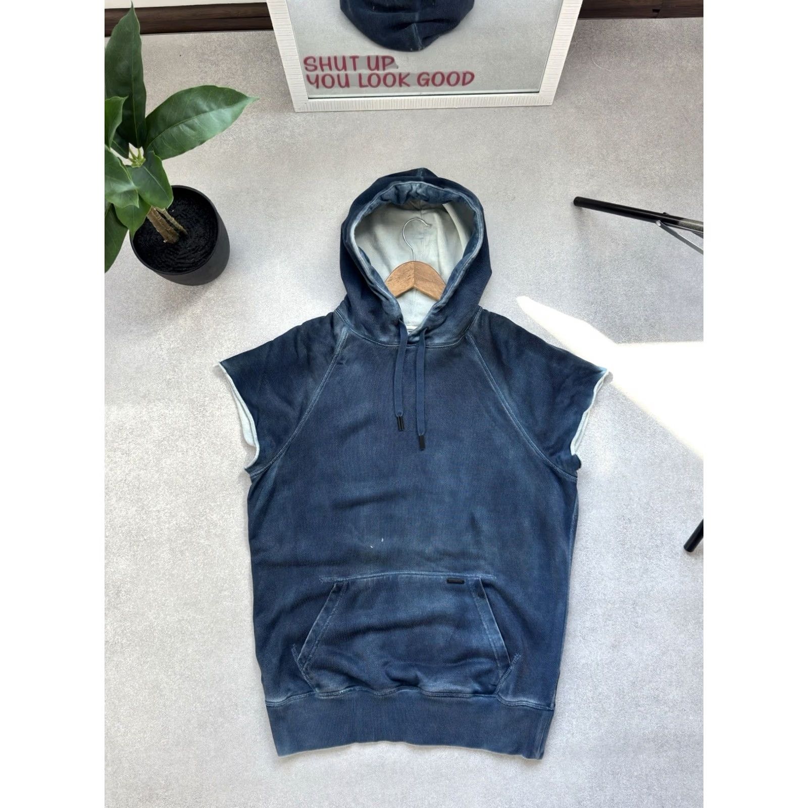 Diesel VINTAGE Diesel Avant Garde Y2K Washed Effect Hoodie Shirt Short Sleeve M Men Blue 90s Designer USA streetwear Size US M / EU 48-50 / 2 - 2 Thumbnail