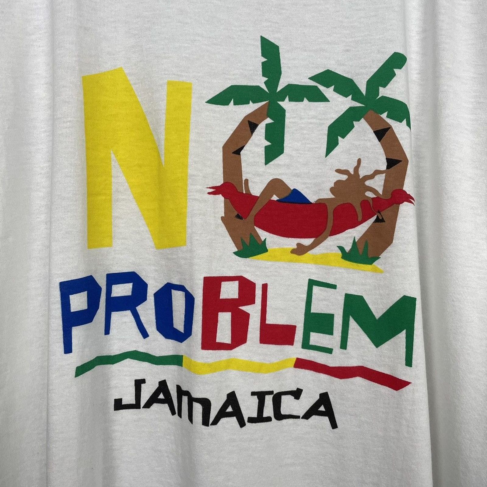 Harley Davidson × Japanese Brand × Vintage 🇯🇲VTG Jamaica No Problem Rasta Man T Size US XXL / EU 58 / 5 - 3 Thumbnail