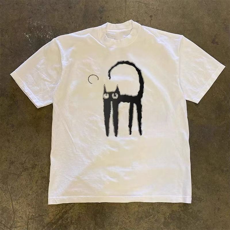 Japanese Brand White casual retro fun cat print t-shirt Size US M / EU 48-50 / 2 - 1 Thumbnail