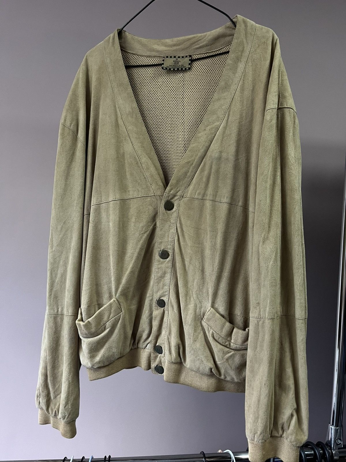 Fendi cardigan vintage 70s suede