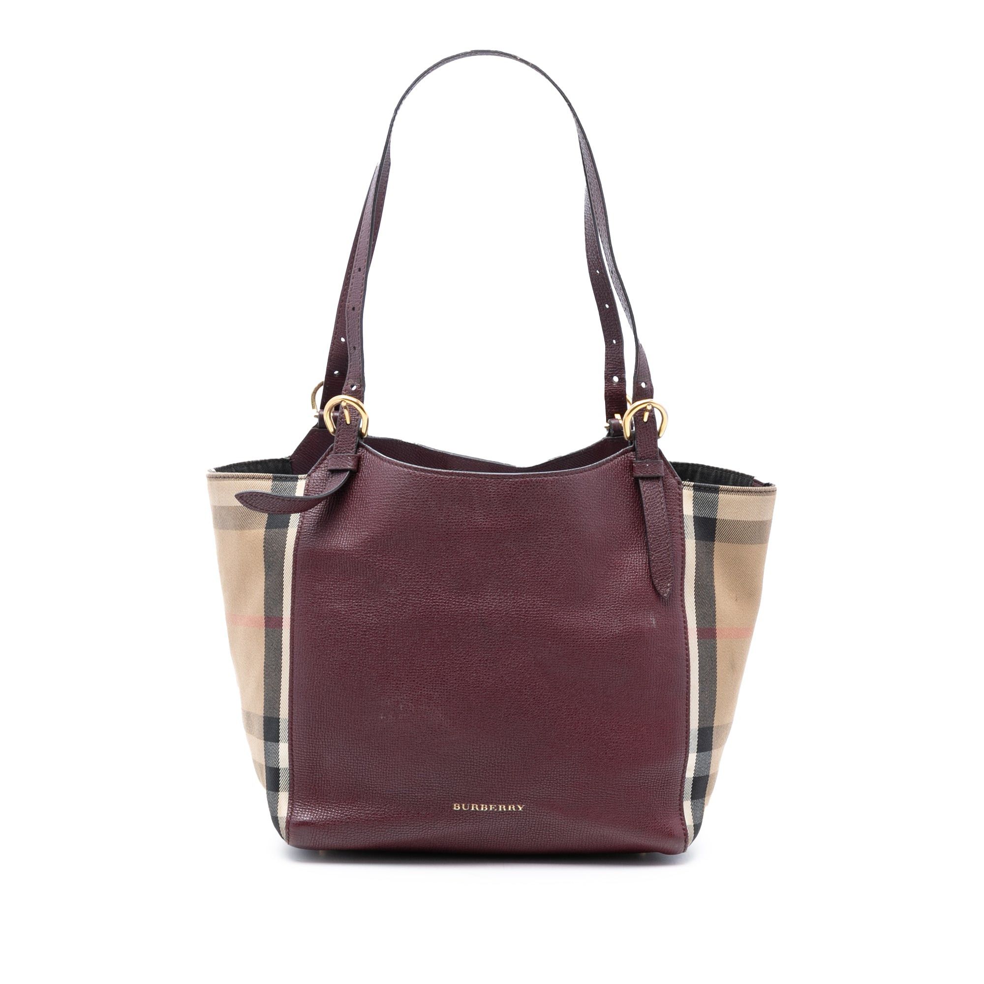 Burberry Small Leather and House Check Canvas Canterbury Tote Size ONE SIZE - 1 Thumbnail