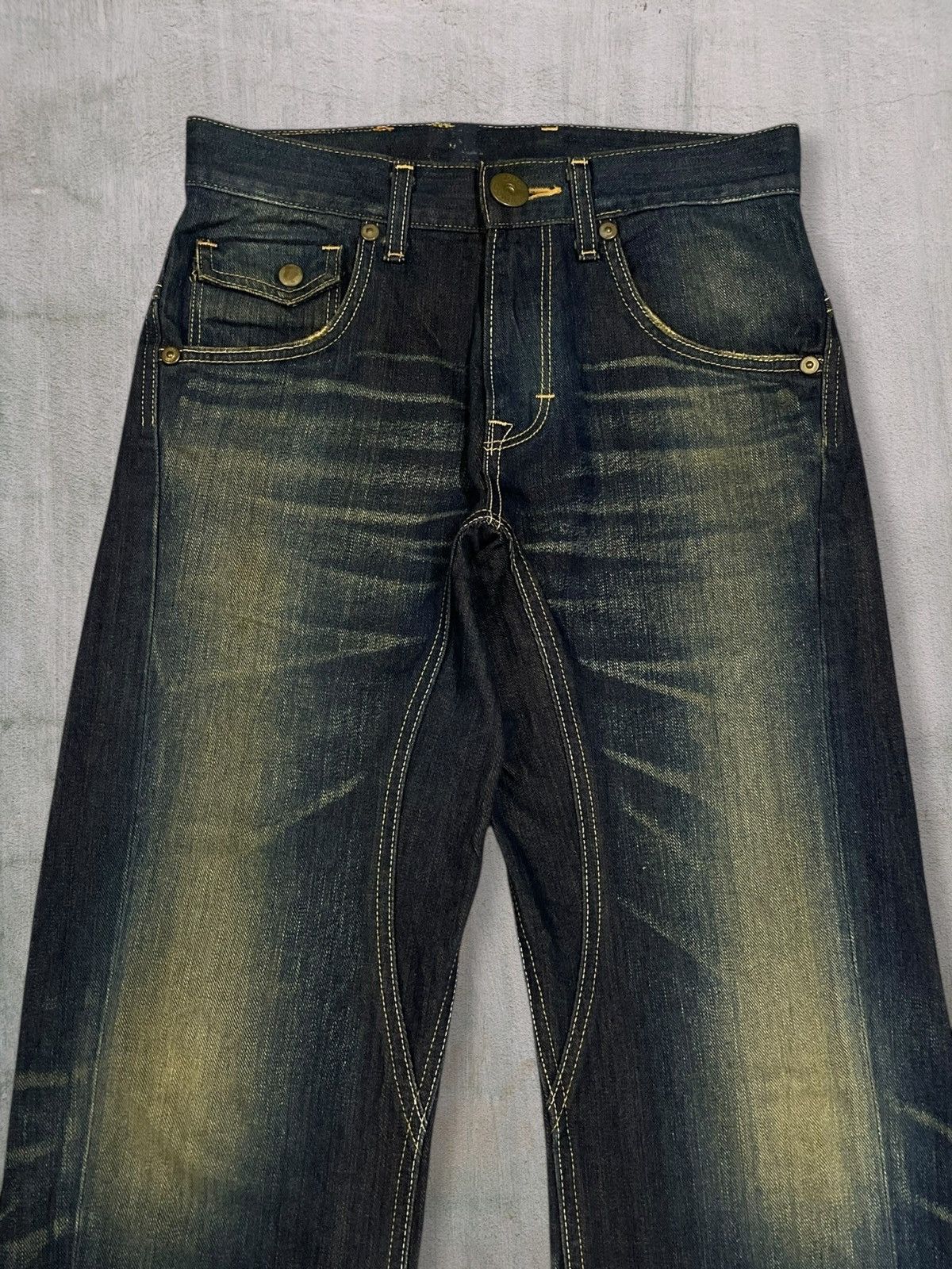 Cowboy Equipment Vintage Lee Cowboy Whisk Mud Wash Wide-Leg Buckle-Back Jeans Size US 30 / EU 46 - 2 Thumbnail