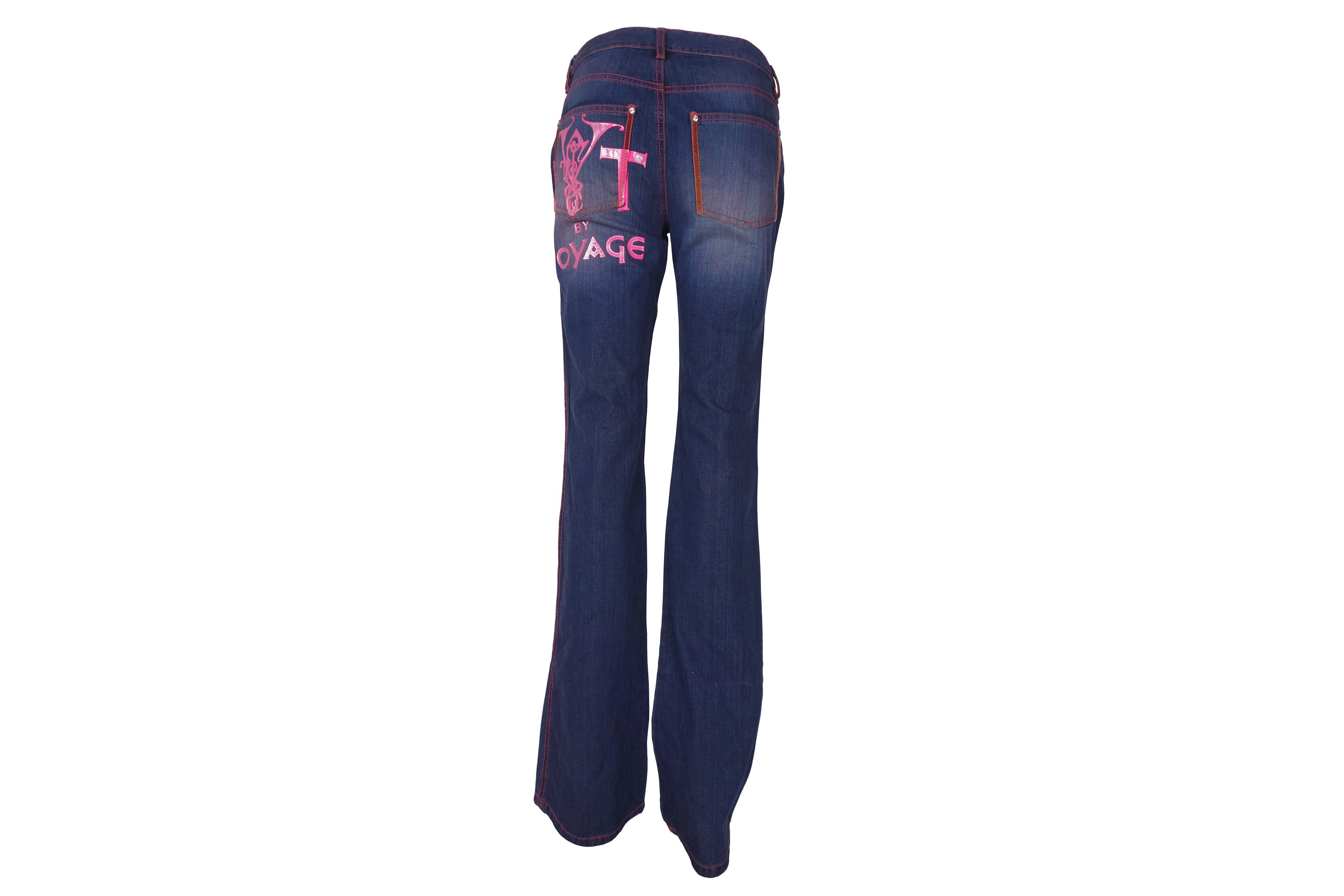 Voyage LT by Voyage Passion Jeans Print Logo Rhinestones Low Rise Size 27" / US 4 / IT 40 - 2 Thumbnail