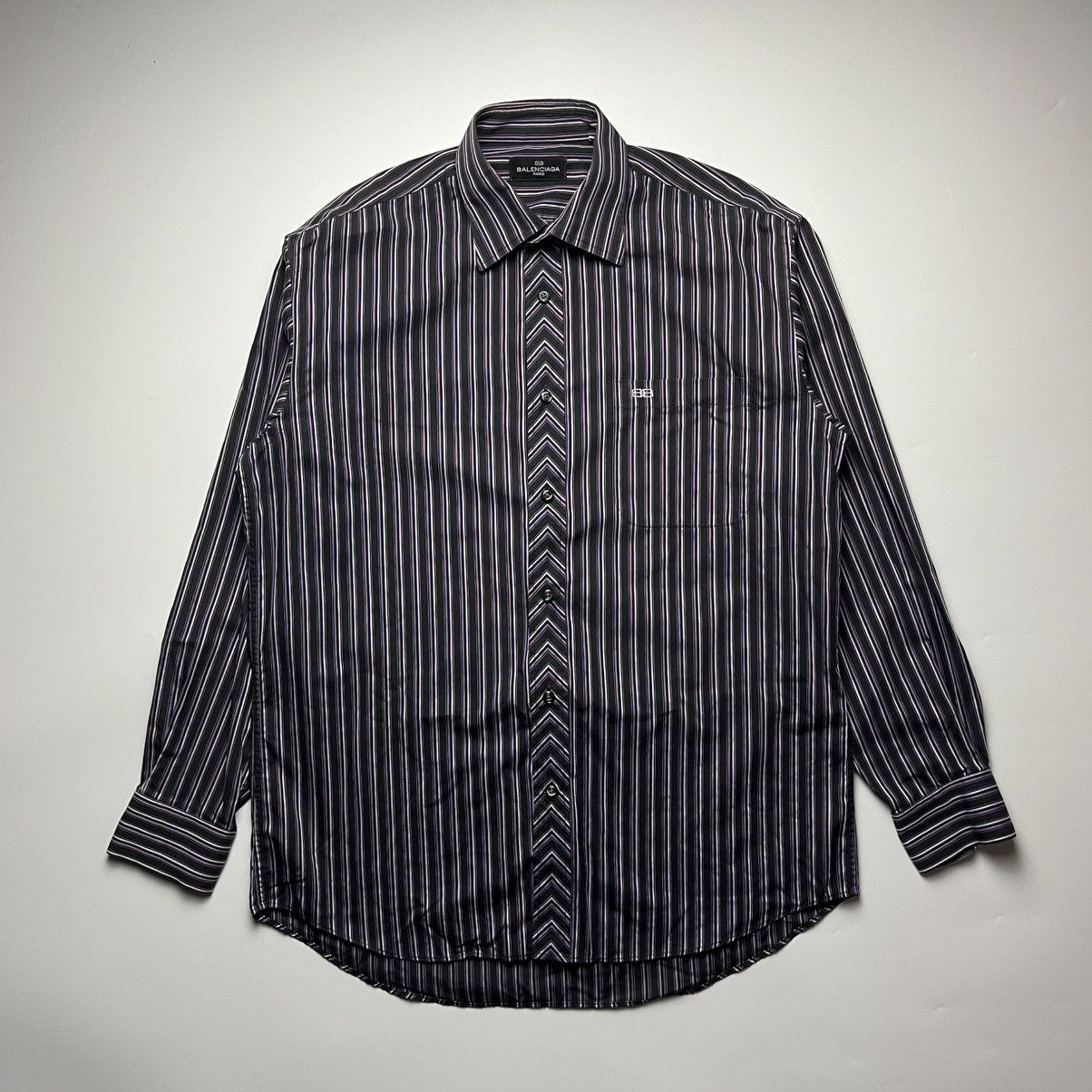 Balenciaga Vintage Balenciaga Long Sleeve Striped Shirt Size US L / EU 52-54 / 3 - 1 Thumbnail