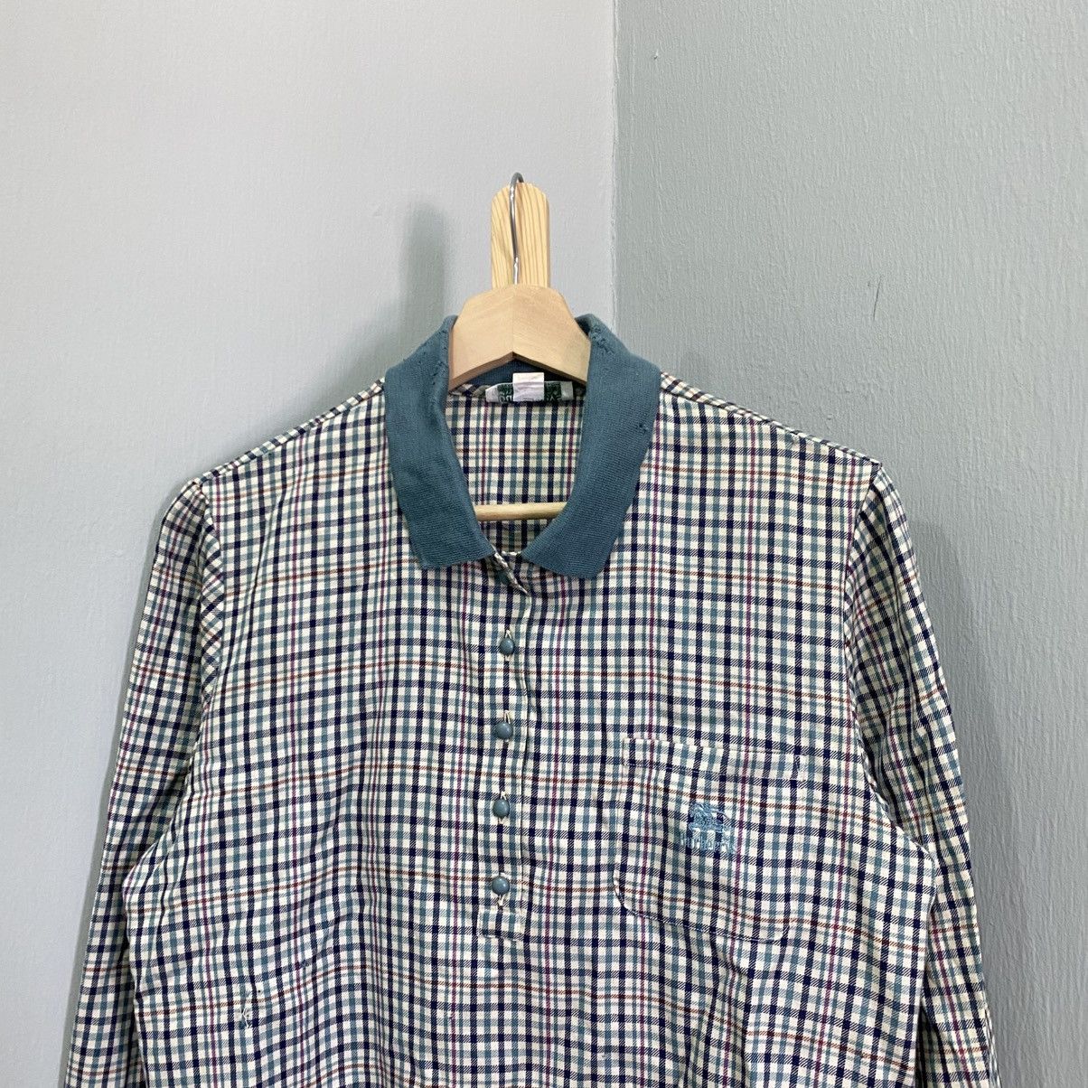 Burberry Vintage 80s Burberrys Nova Check Pullover Polo Banded Waist Size US L / EU 52-54 / 3 - 3 Thumbnail