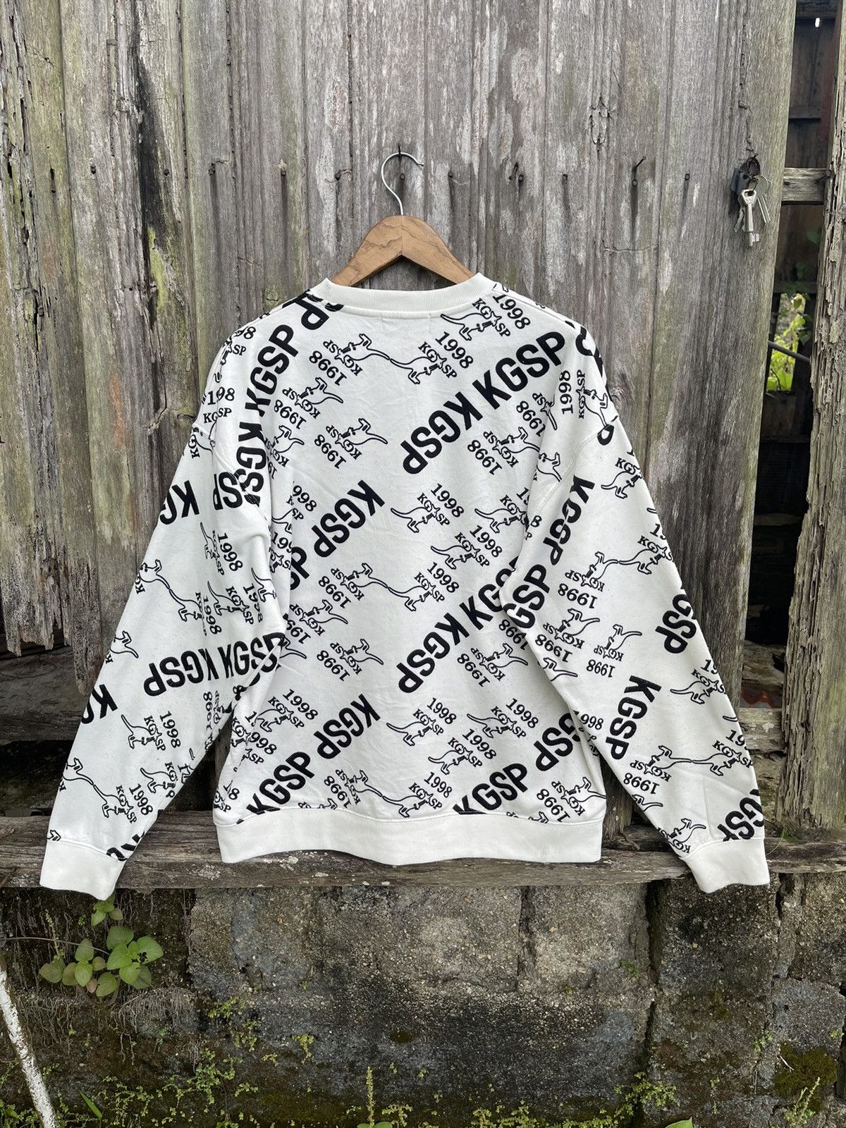 Designer Kangol Sport All-Over Logo Crewneck — White/Black (L) Size US L / EU 52-54 / 3 - 8 Thumbnail