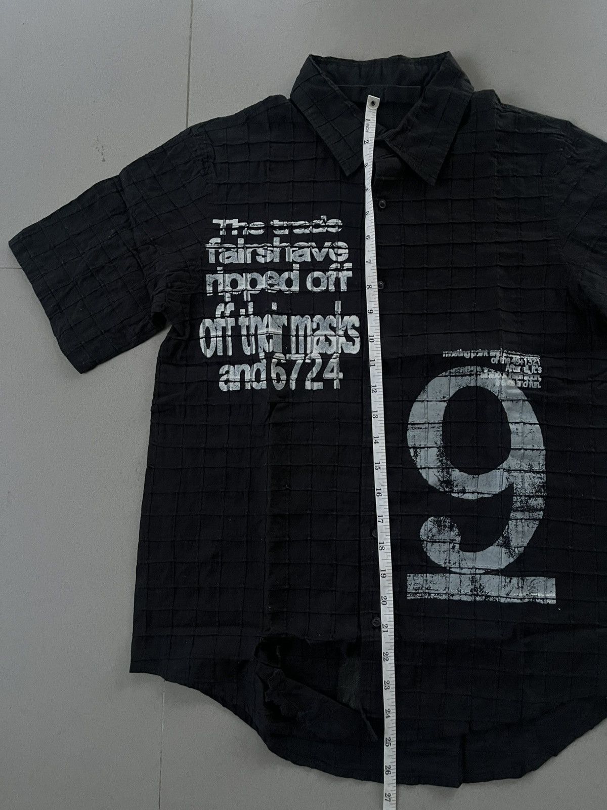 If Six Was Nine × Le Grande Bleu (L.G.B.) × Yasuyuki Ishii Vintage Japanese Punk Distressed Square Patern Shirts Size US M / EU 48-50 / 2 - 8 Thumbnail