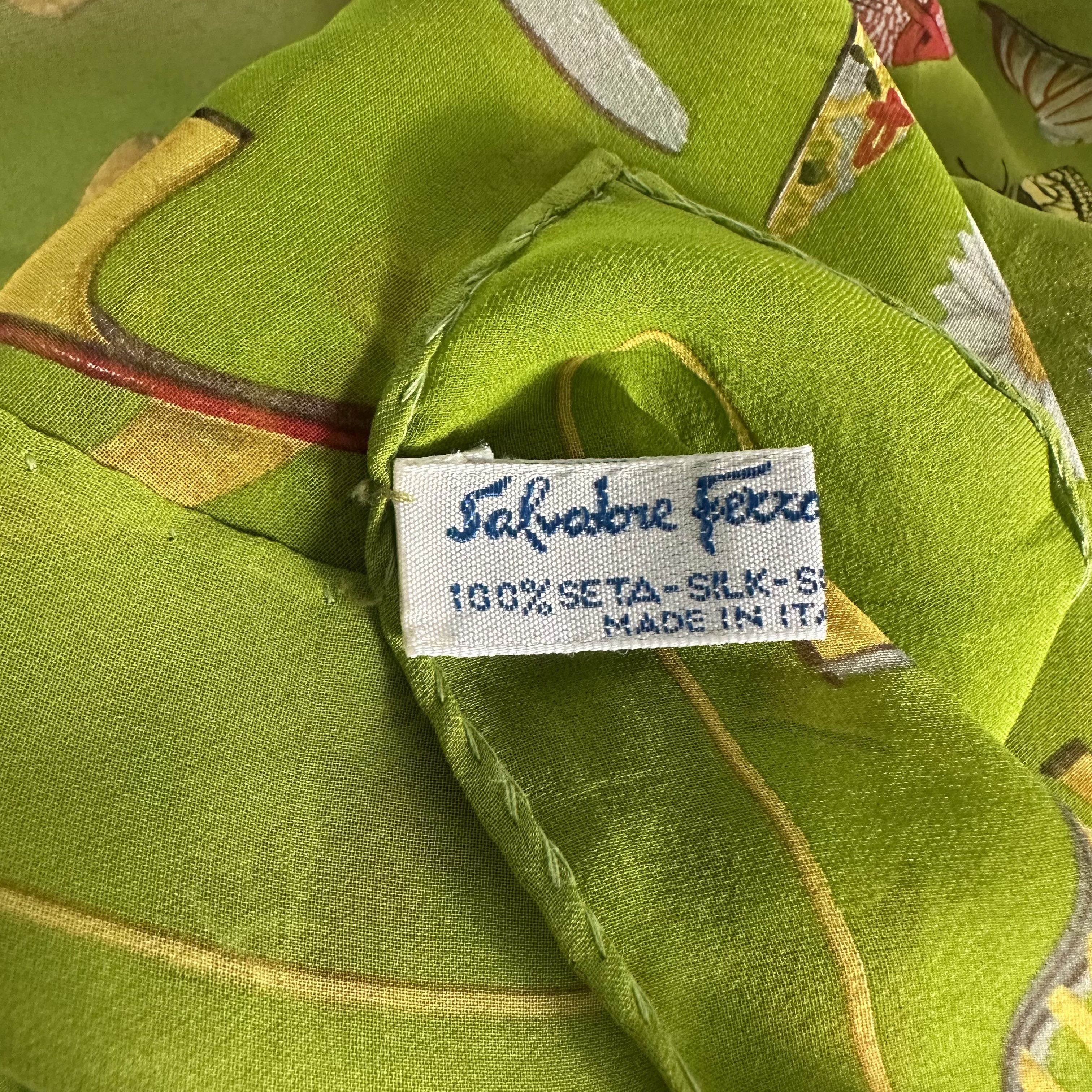 Salvatore Ferragamo × Silk Laundry 🔥RARE🔥Salvatore Ferragamo Silk Neckerchief Scarf Headband Size ONE SIZE - 4 Thumbnail