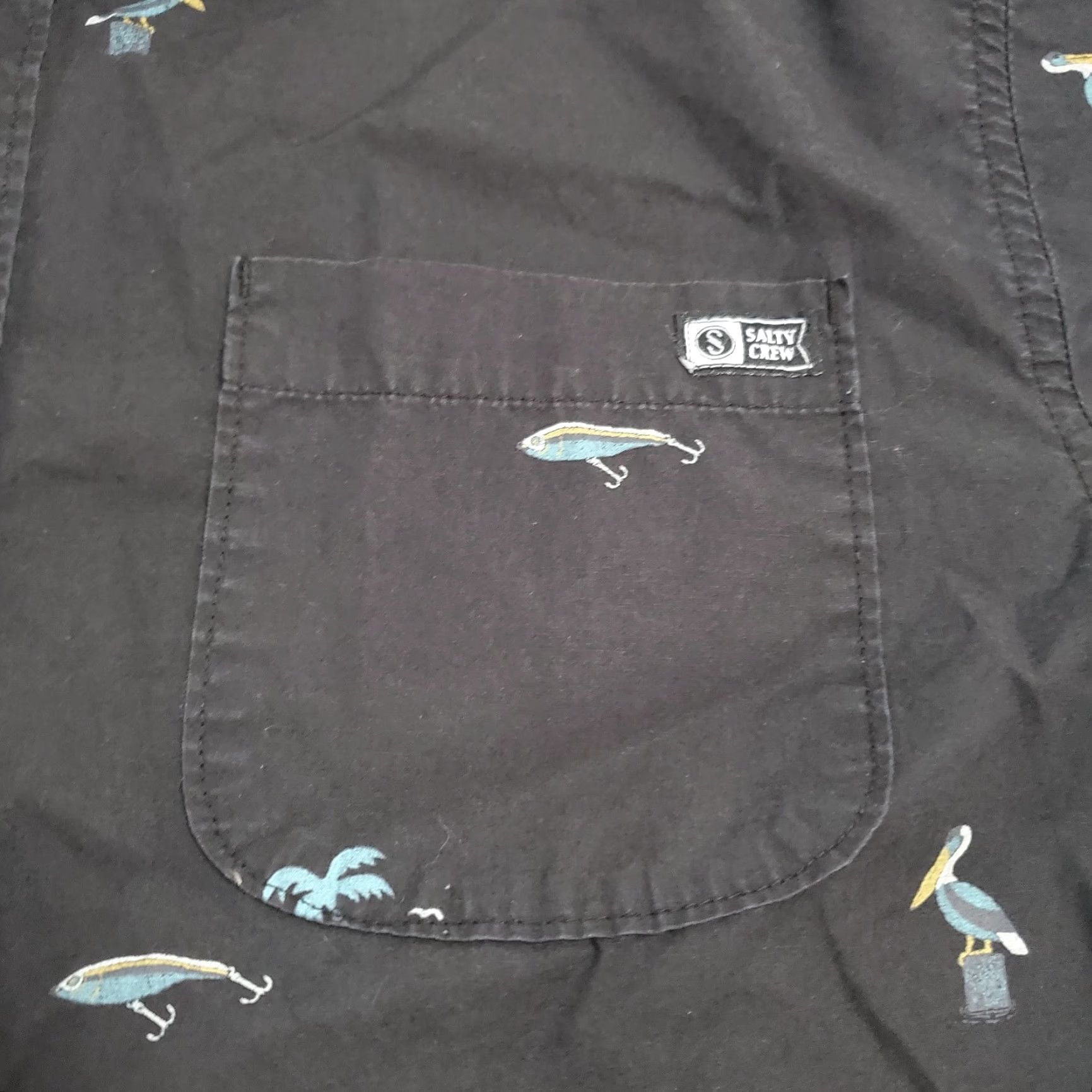 Vintage Salty Crew Shirt Mens L Black Pelican Print Button Up Short Sleeve Collared Camp Fish Outdoor Size US L / EU 52-54 / 3 - 5 Thumbnail