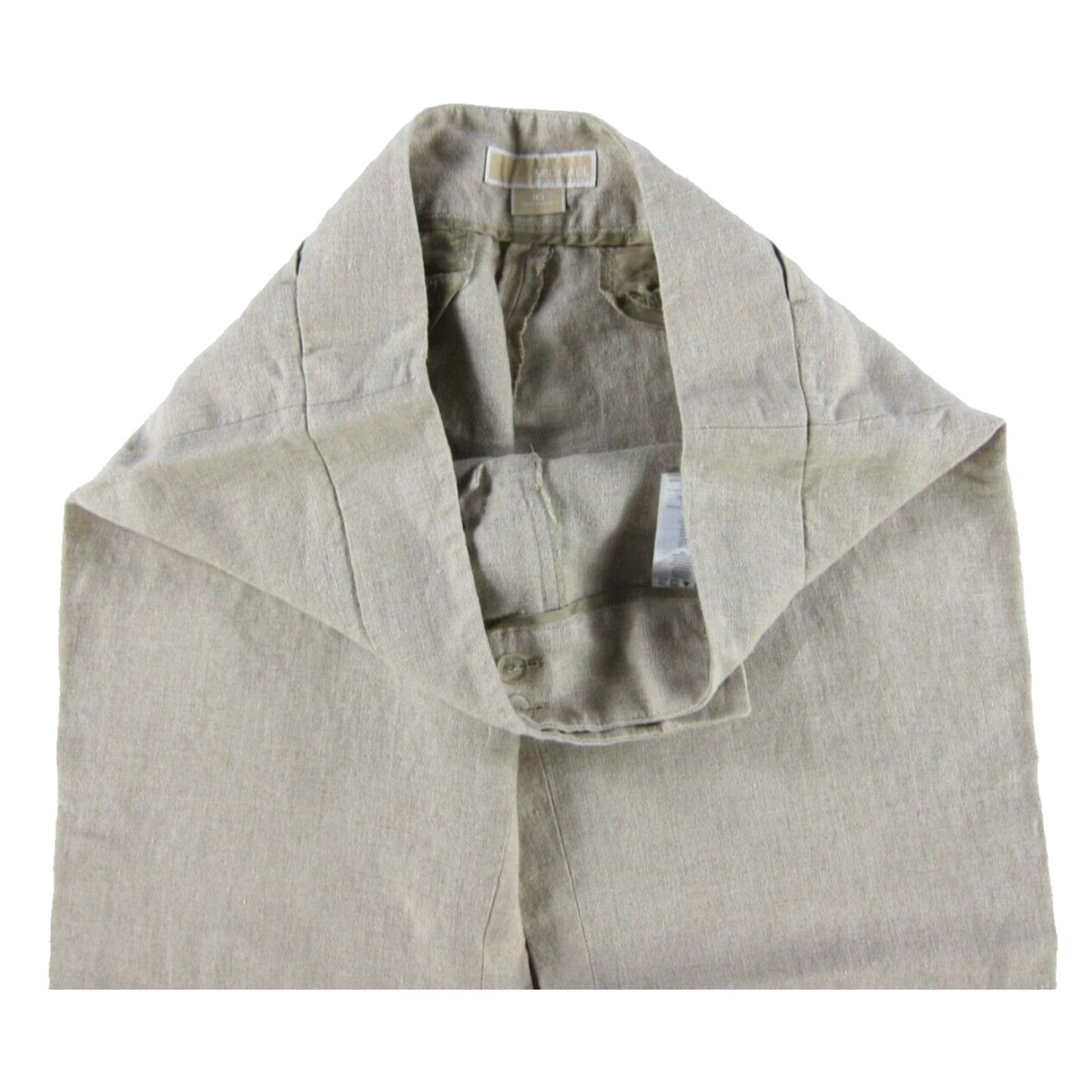 Michael Kors Michael Kors Women 100% Linen Capri Pants Wide Leg Brown Beige 10 Size 32" / US 10 / IT 46 - 4 Thumbnail
