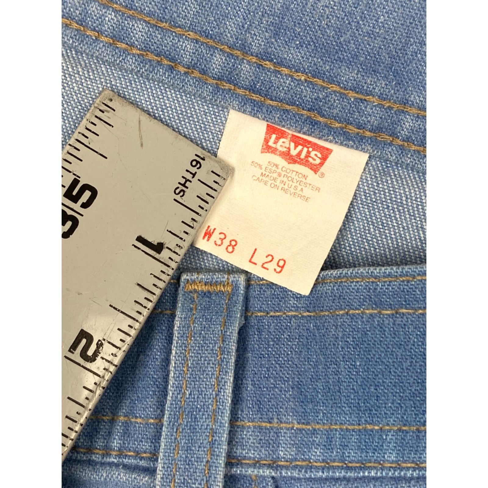 Levi's VINTAGE Levi’s Jeans Action Regular 38 x 29 Light Blue Cotton Blend USA Denim 5-Pocket Mens Jeans Size US 38 / EU 54 - 3 Thumbnail