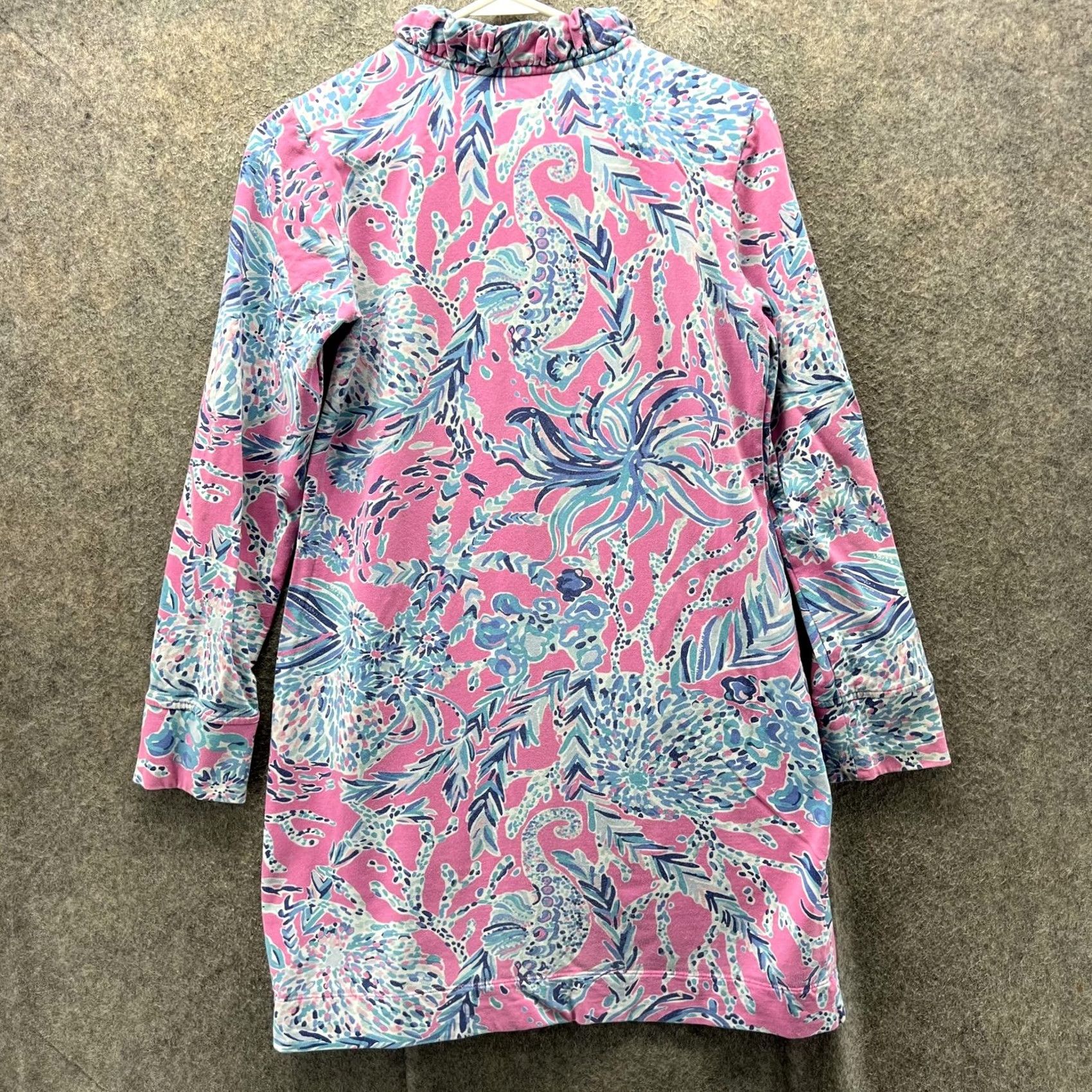 Lilly Pulitzer Lilly Pulitzer Dress Womens Small Pink Floral Mock Neck Zip Shift Long Sleeve Size S / US 4 / IT 40 - 2 Thumbnail