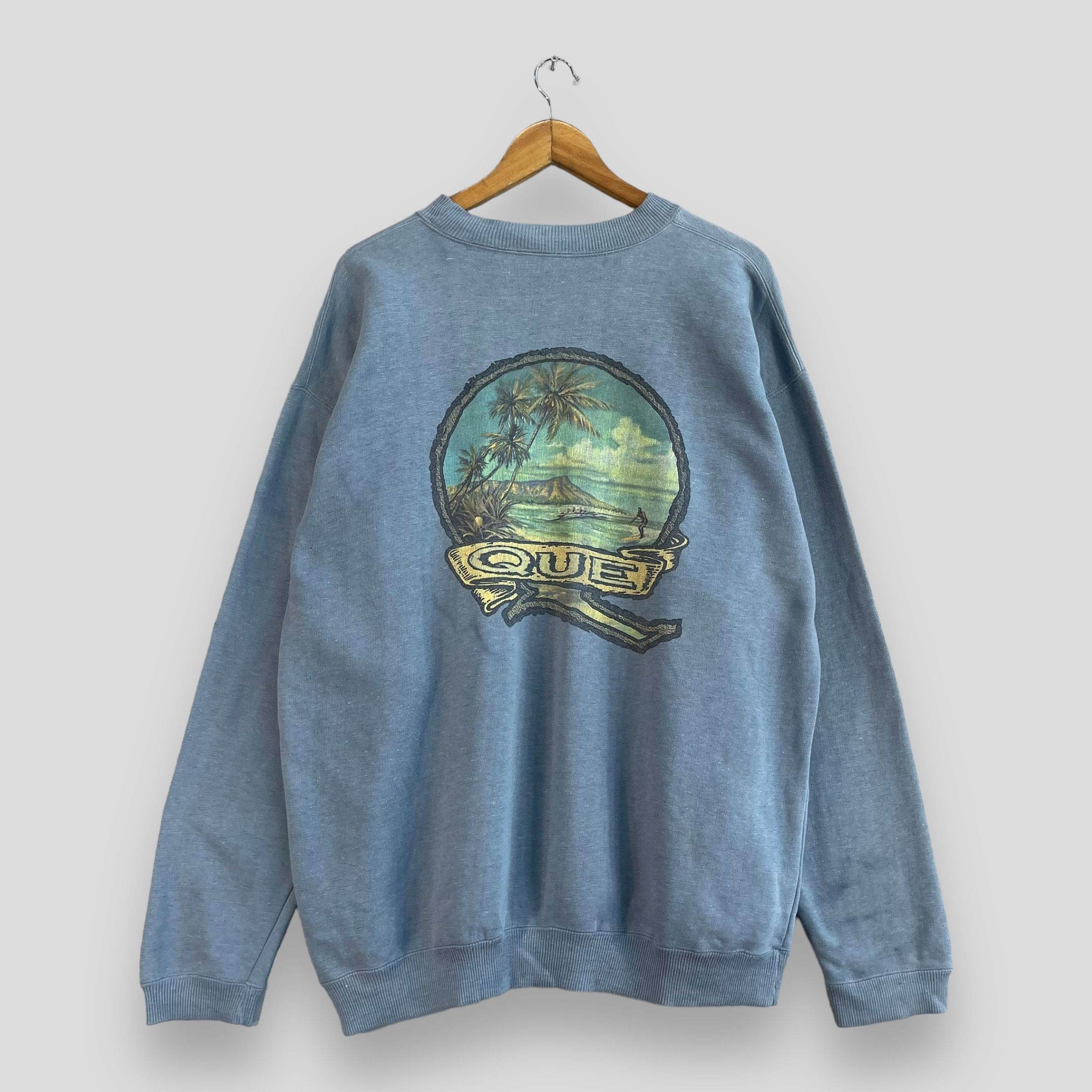 Vintage QUE Hawaiian Beach Surfing Printed Sweatshirt