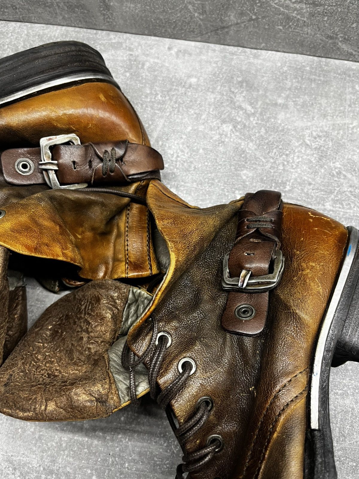 AS98 Brown Leather Strappy Ankle Boots