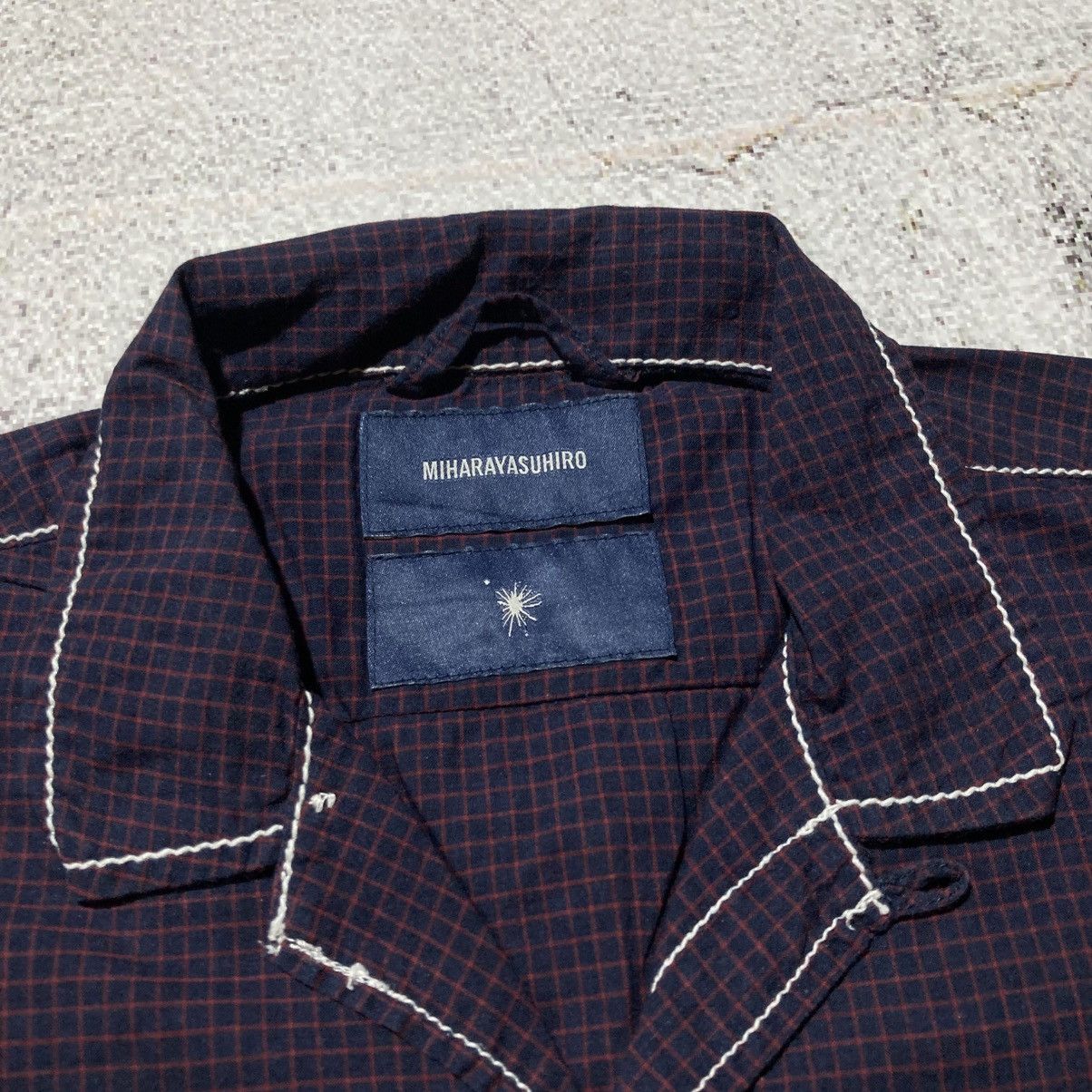 Maison MIHARA YASUHIRO 🇯🇵 Miharayasuhiro Japan Contrast Stitch Plaid Shirt Purple Size US M / EU 48-50 / 2 - 12 Thumbnail