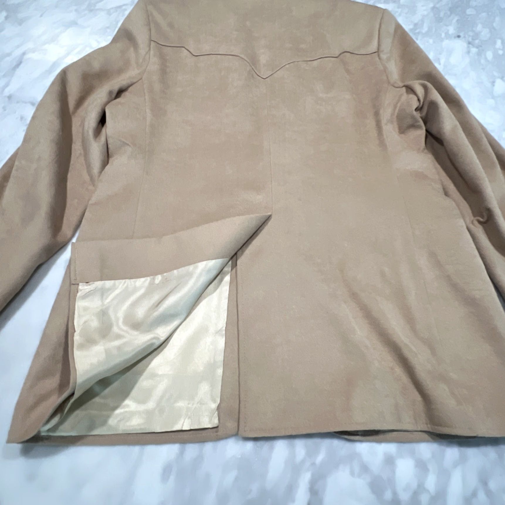 Camel VINTAGE Pioneer Wear Western Jacket Blazer Mens 44L Camel Polyester Rockabilly Long USA Jacket Adult Mens 80s Size 44R - 5 Thumbnail
