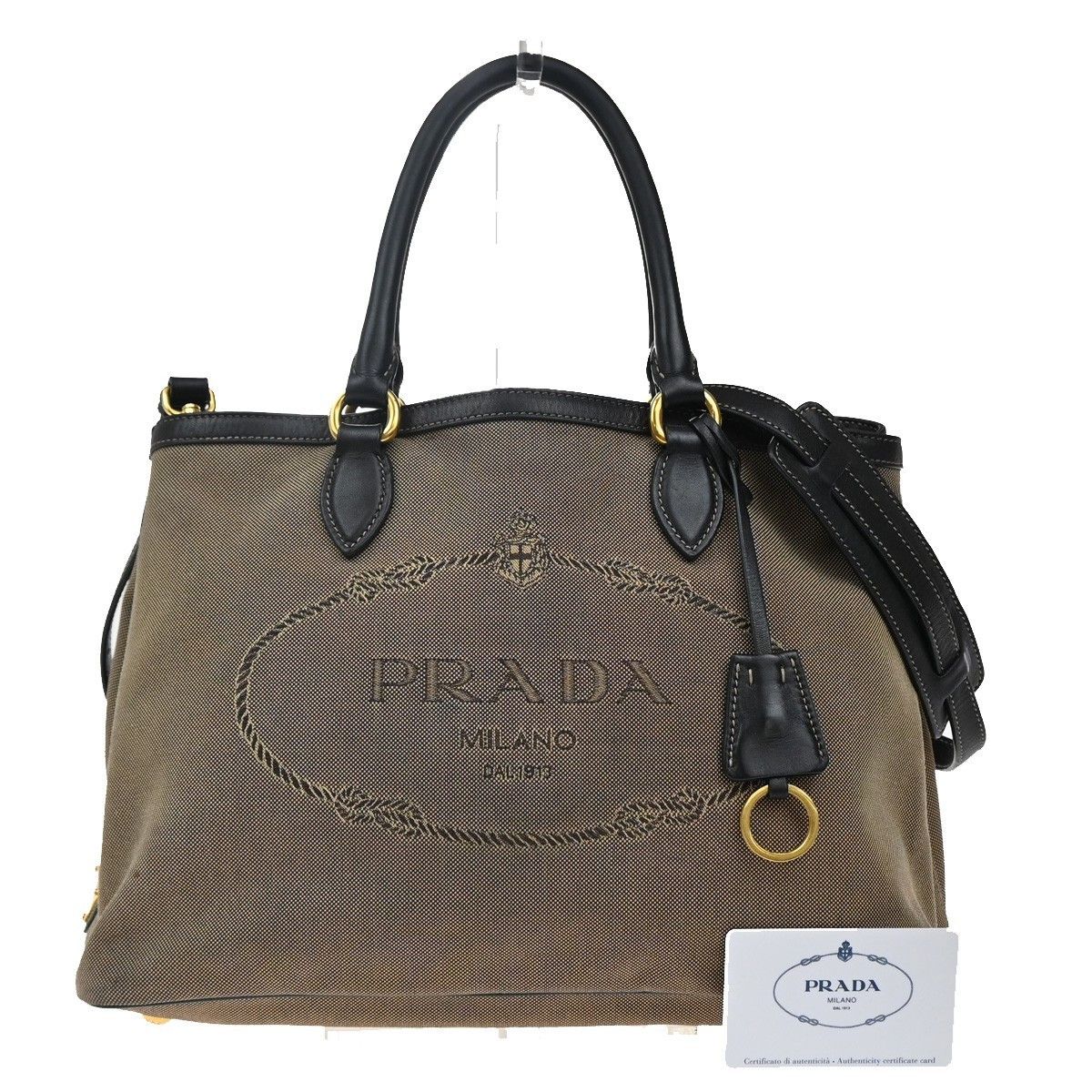 Prada Prada Logo Convertible Tote Canvas with Leather Size ONE SIZE - 1 Thumbnail