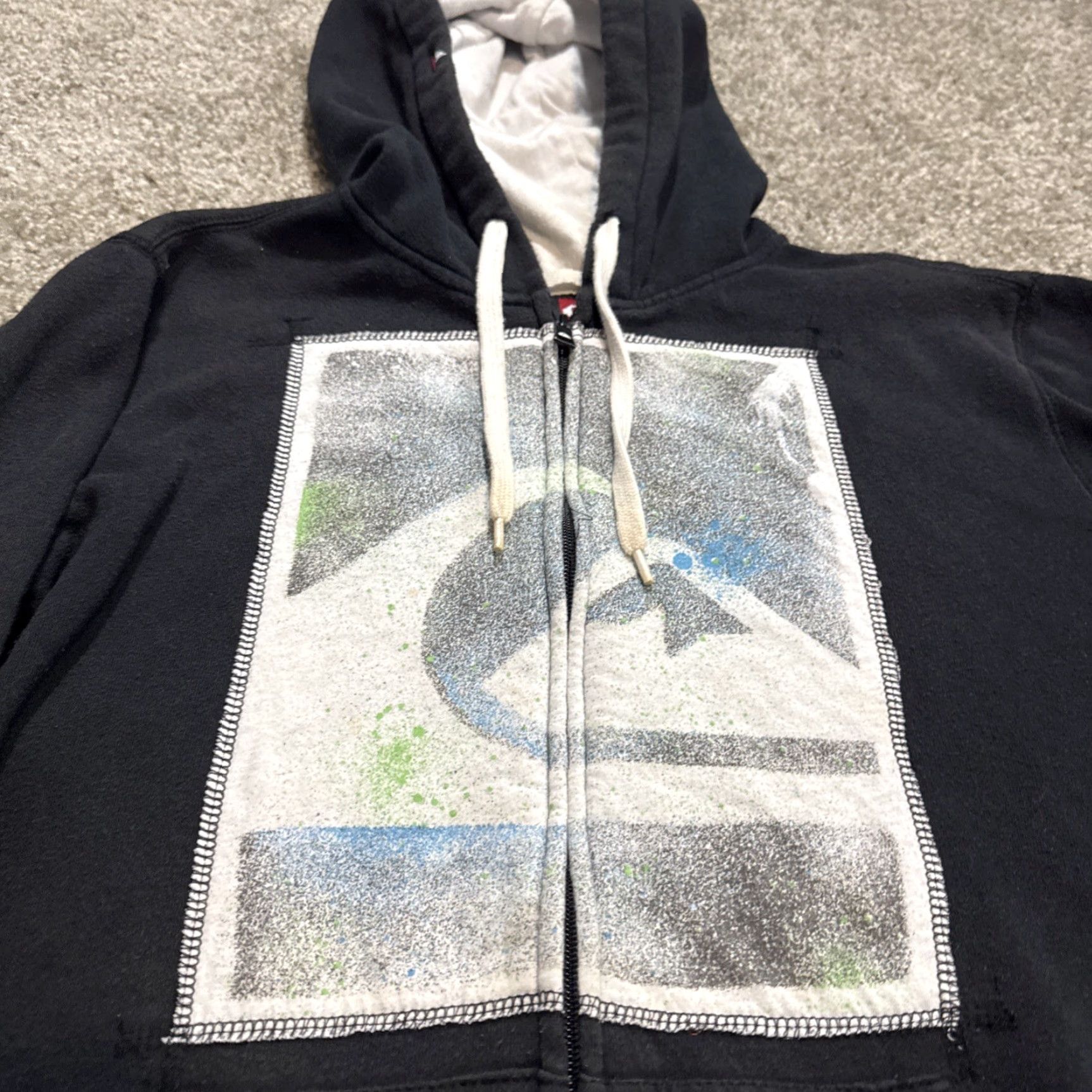 Quiksilver VINTAGE Quiksilver Hoodie Black Medium Grunge Surf Skate Full Zip Y2K Cyber Size US M / EU 48-50 / 2 - 4 Thumbnail