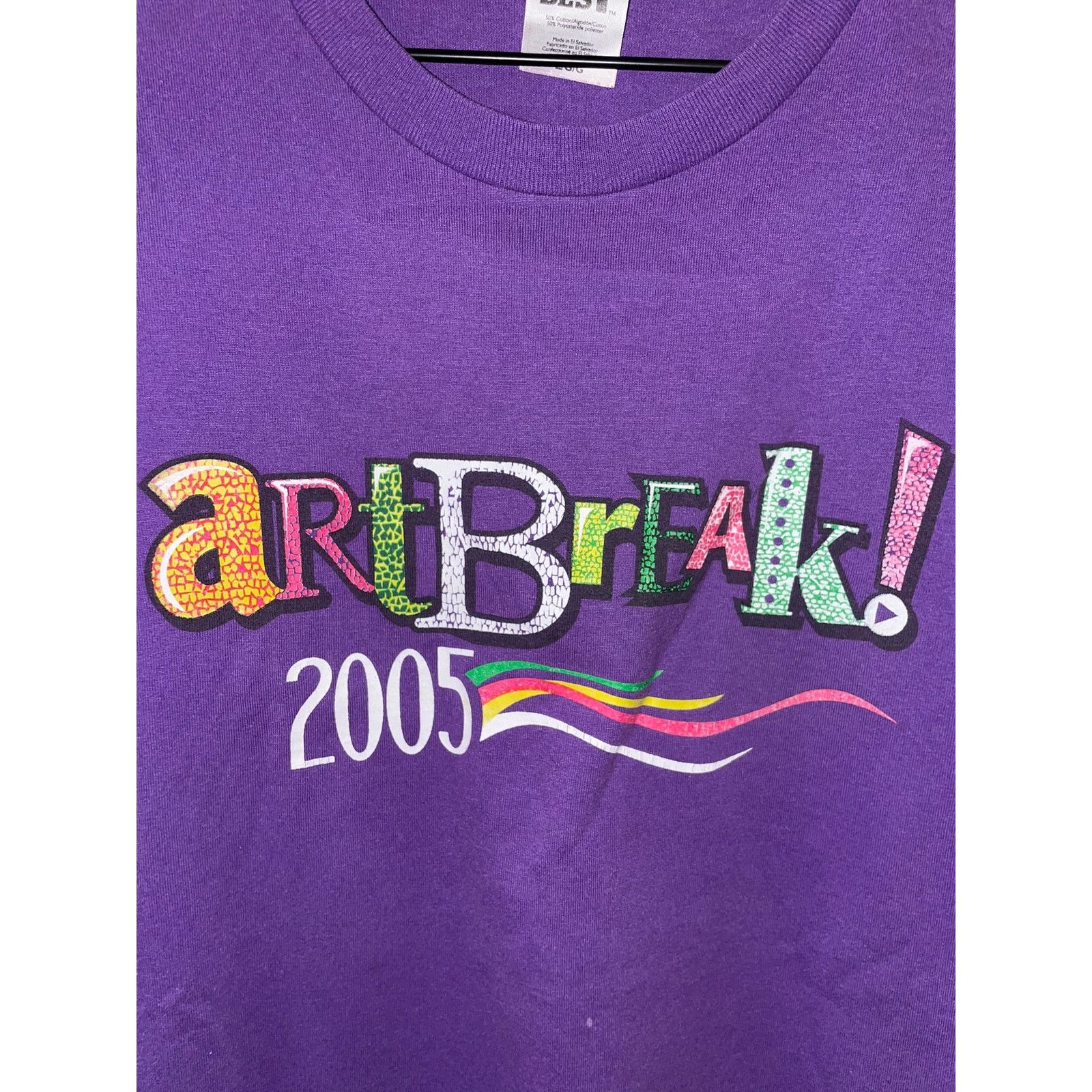 Fruit Of The Loom Vintage Artbreak Shirt Art Break Purple Tee Y2K 2005 Large Size US L / EU 52-54 / 3 - 4 Thumbnail