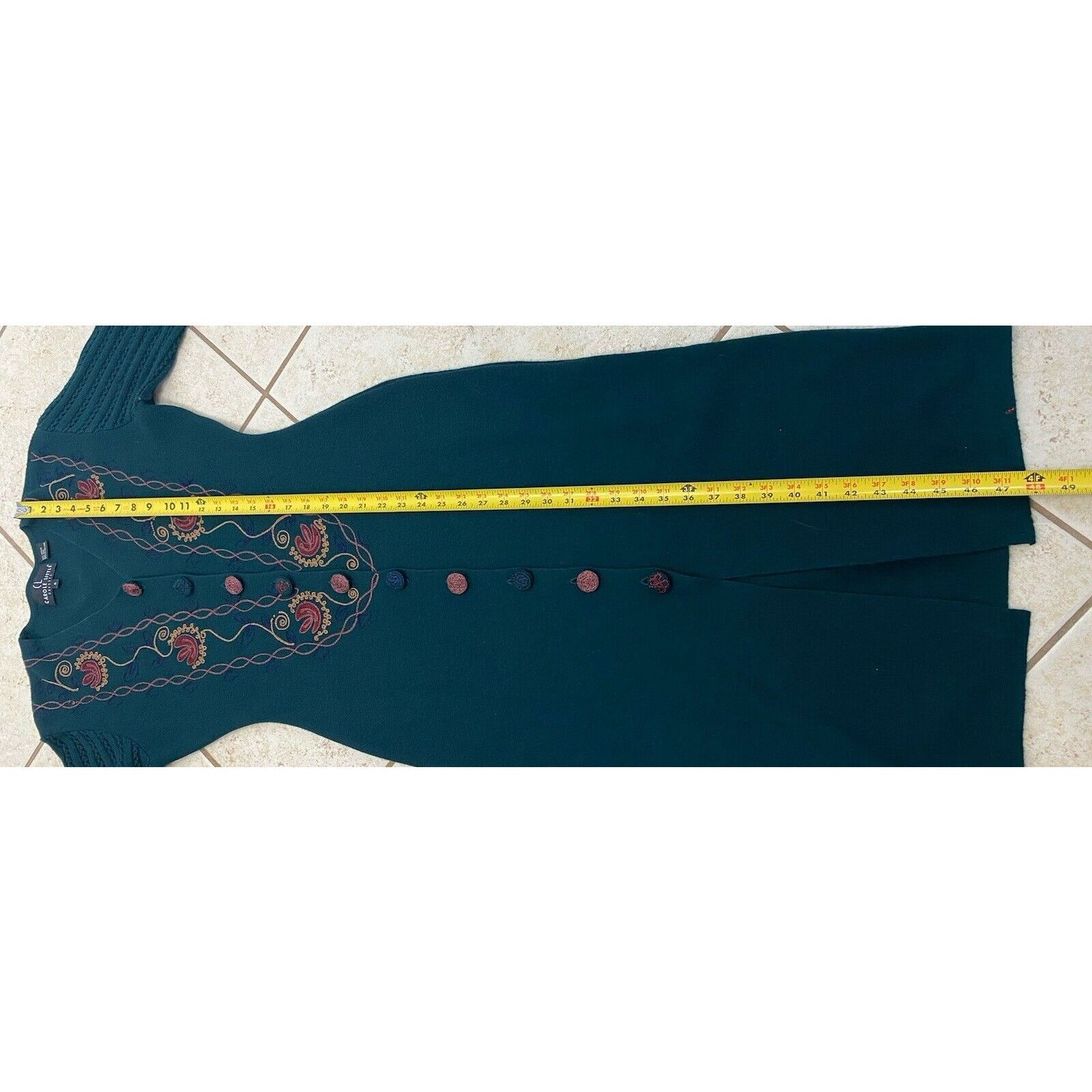 Other VTG Carole Little Floral Embroidered Wool Sweater Long Dress Size S / US 4 / IT 40 - 10 Thumbnail